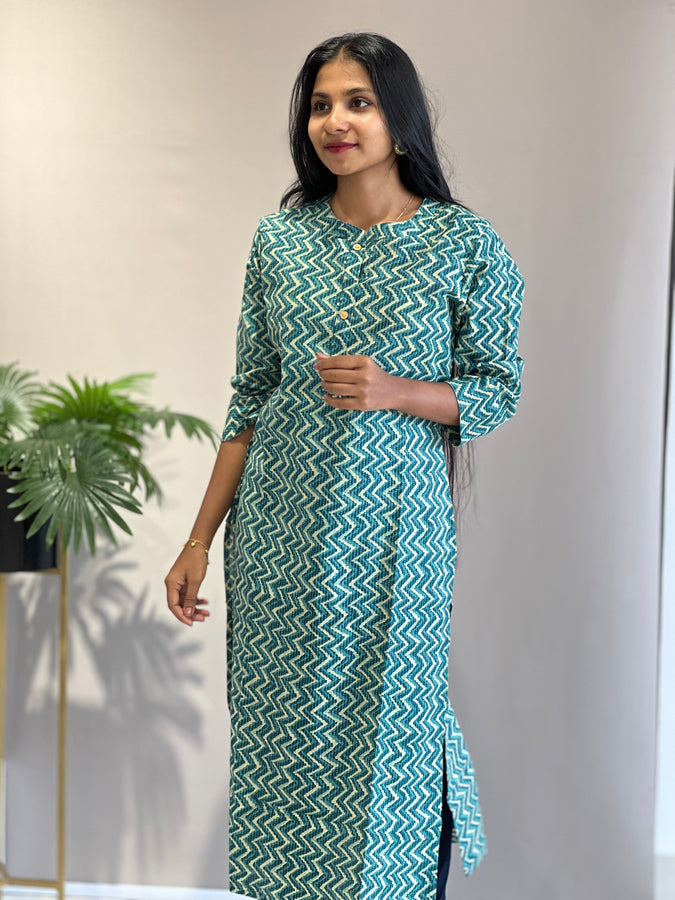 Zig Zag Patterned Cotton Kurta Set | NCF230