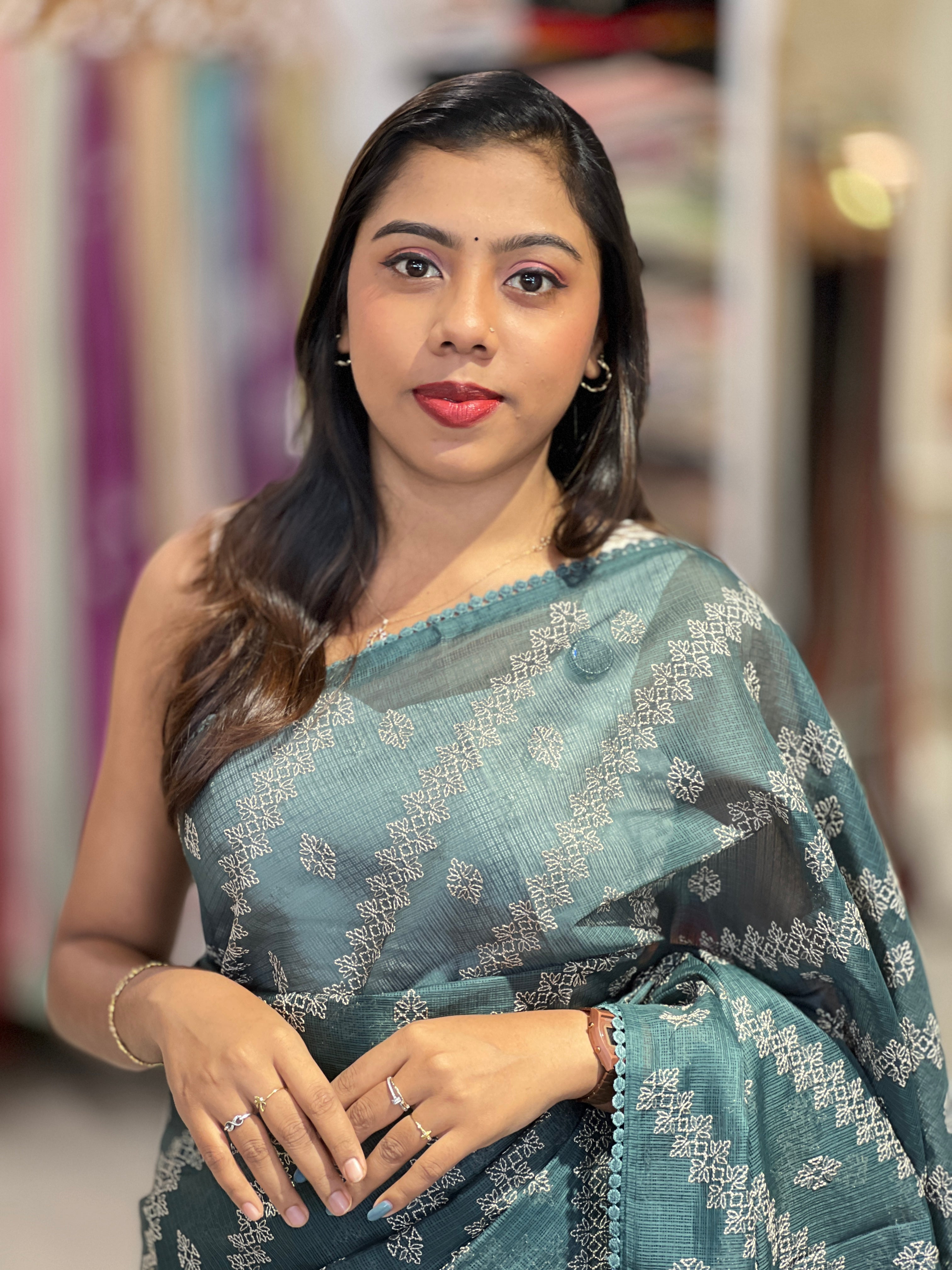 Floral Embroidery Detailed Kota Saree | BLD2106