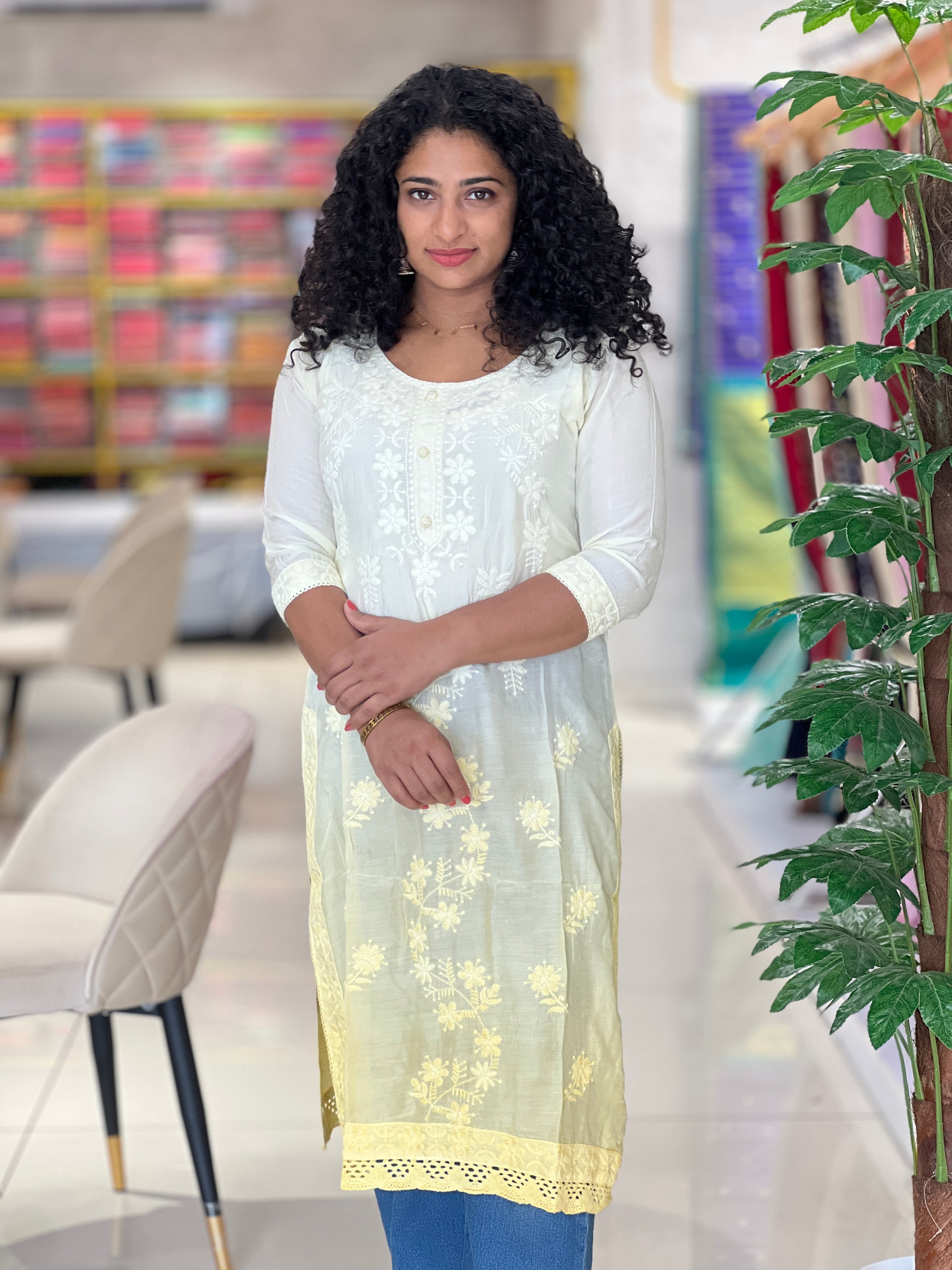 Chikankari Embroidered Shaded Chanderi Finish Kurta | YOC125