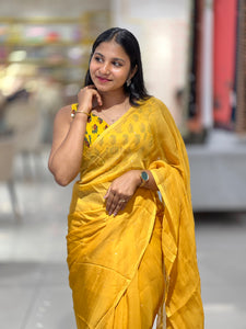 Mirror Work Detailed Organza Saree | SF1269
