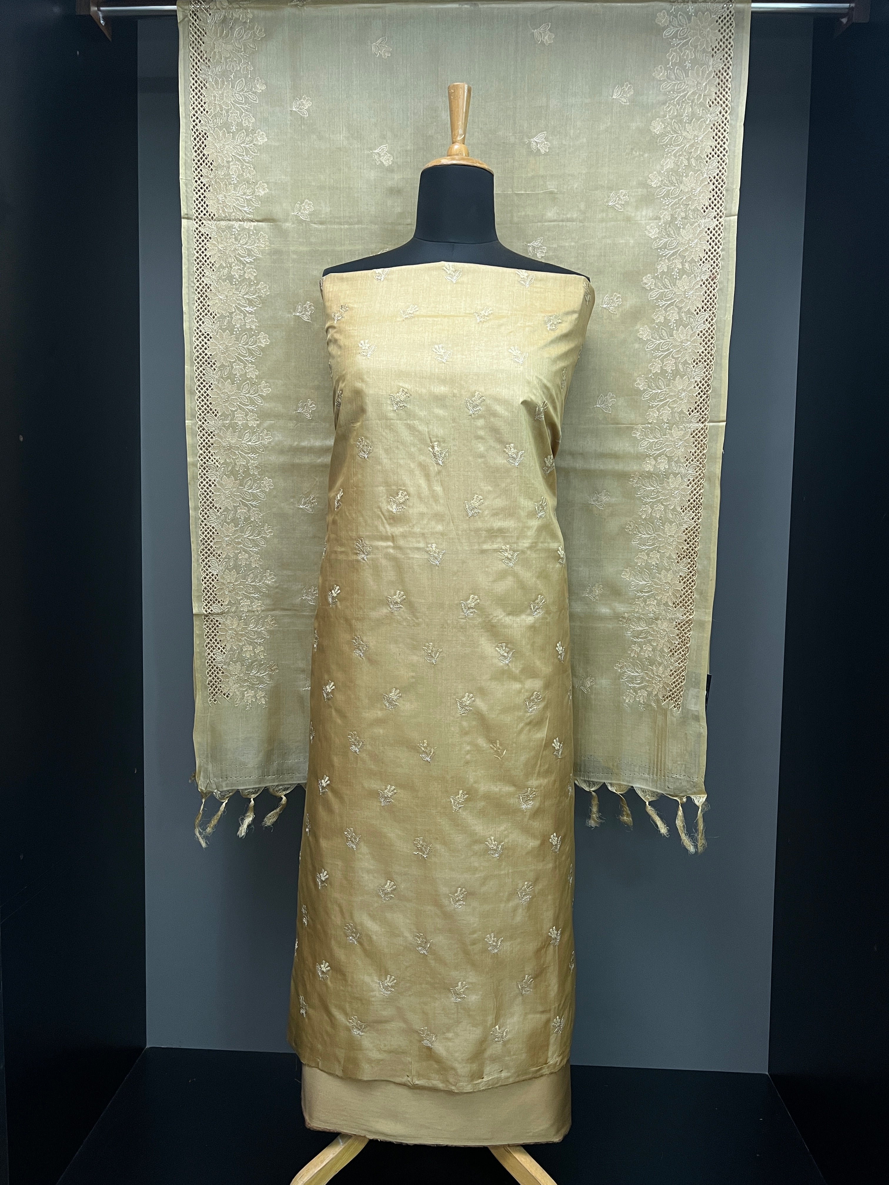 Floral Embroidery Detailed Pure Tussar Saree | YNG881