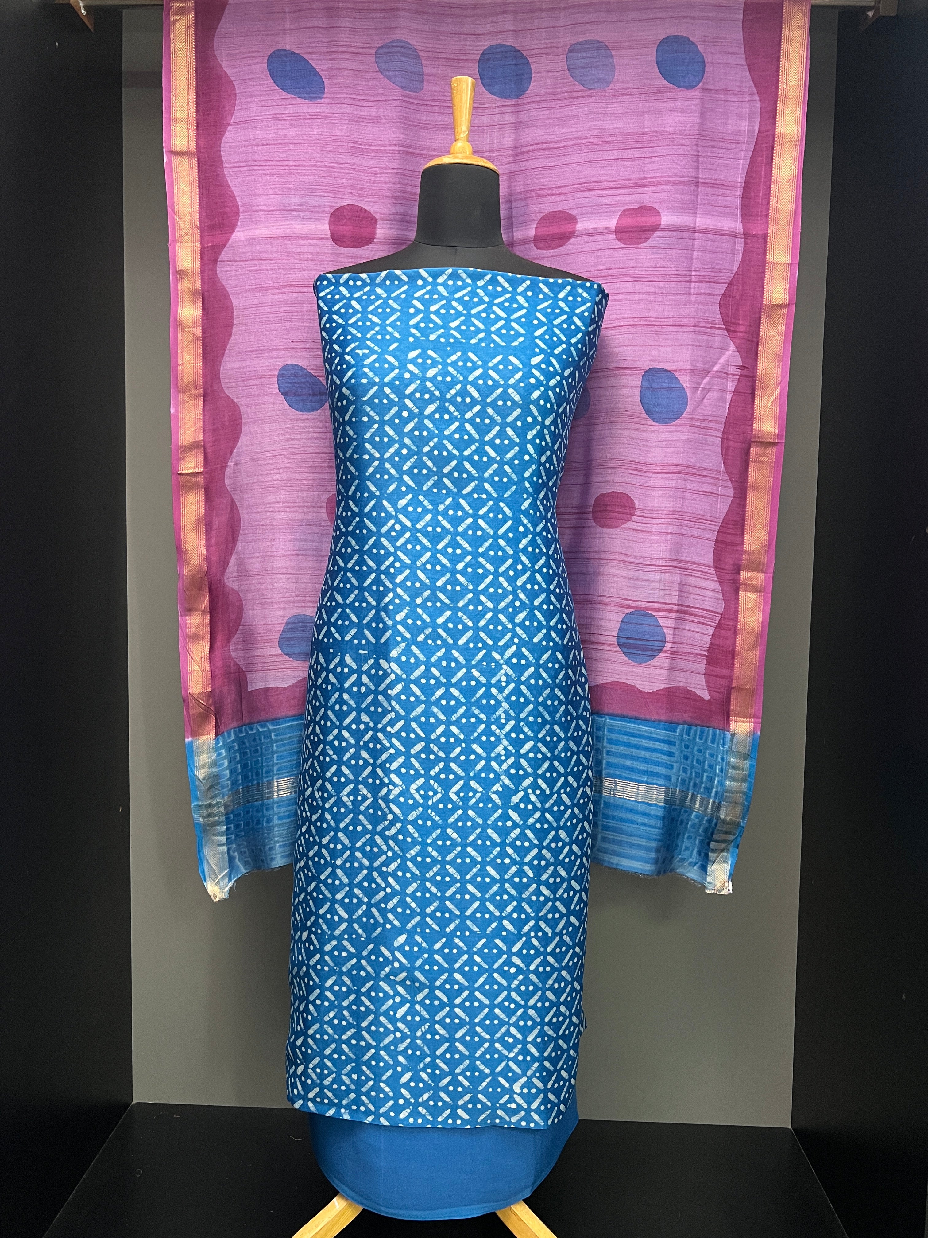 Batik Print Patterned Chanderi Salwar Set | JKL582