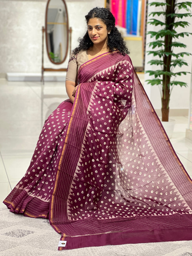 Batik Printed Chanderi Silk Saree | RGD458
