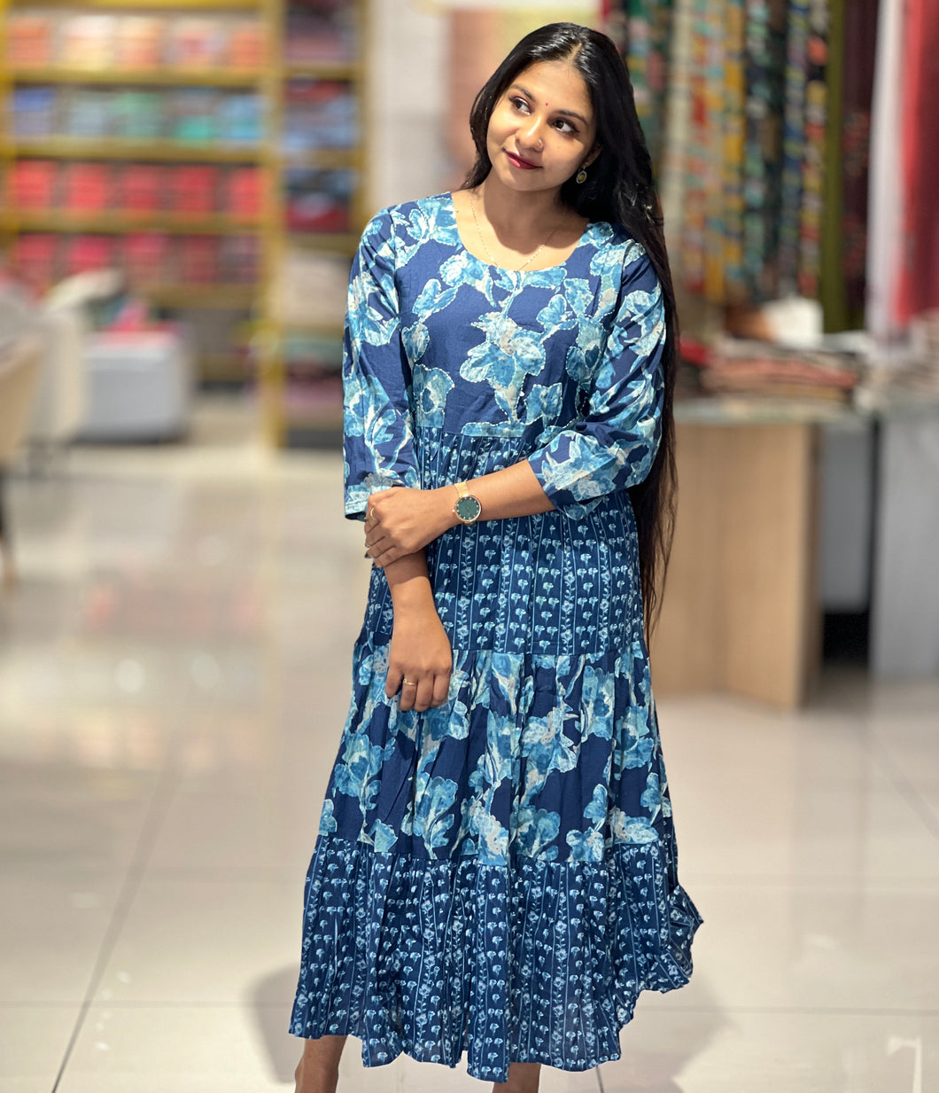 Floral Print Pattern Pure Cotton Kurta | OS467