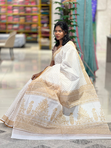 Floral Screen Printed Voile Cotton Saree | VDA144