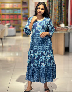 Floral Print Pattern Pure Cotton Kurta | OS467