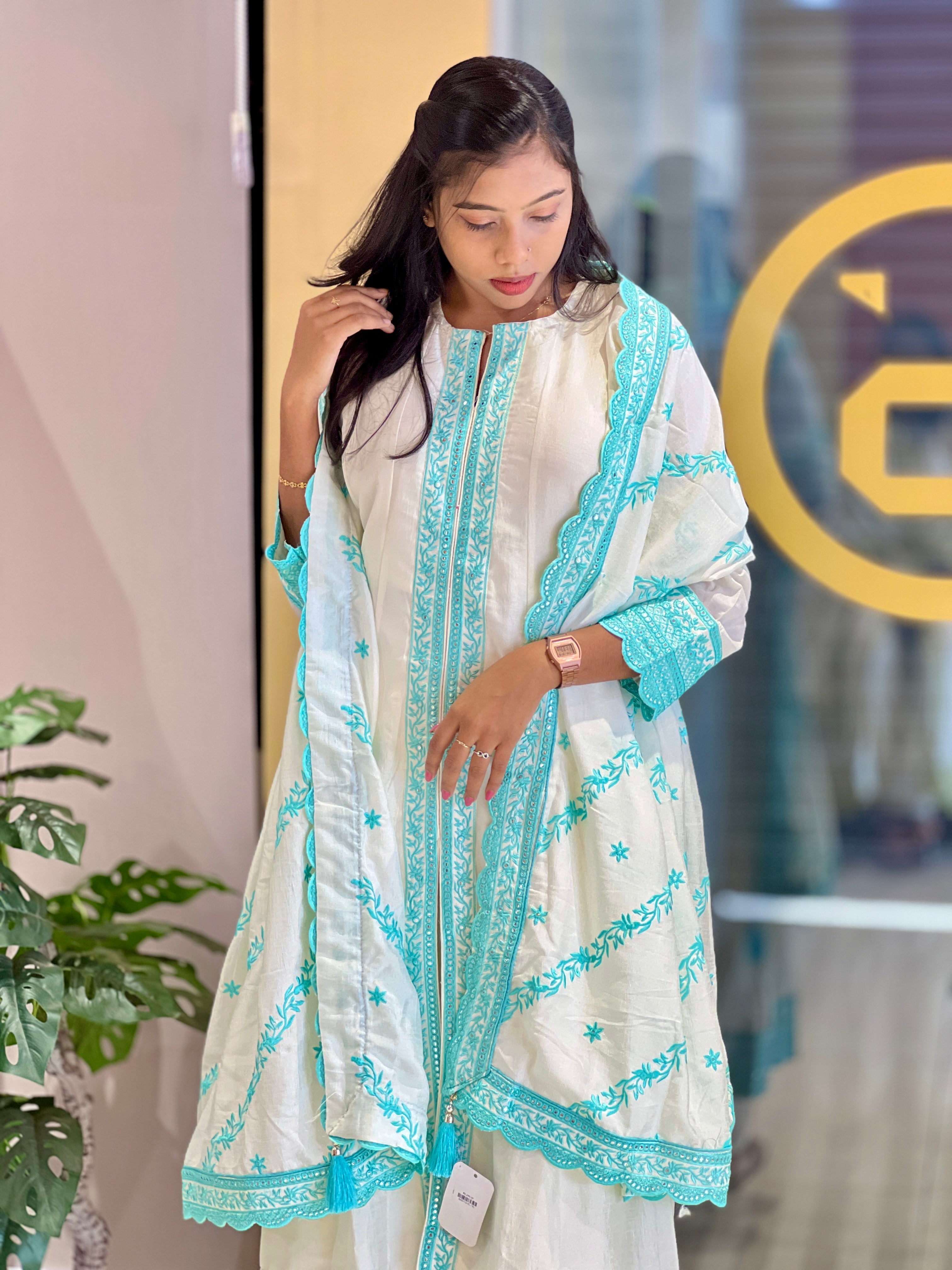 Floral Embroidery Crape Kurta Set | SAD113