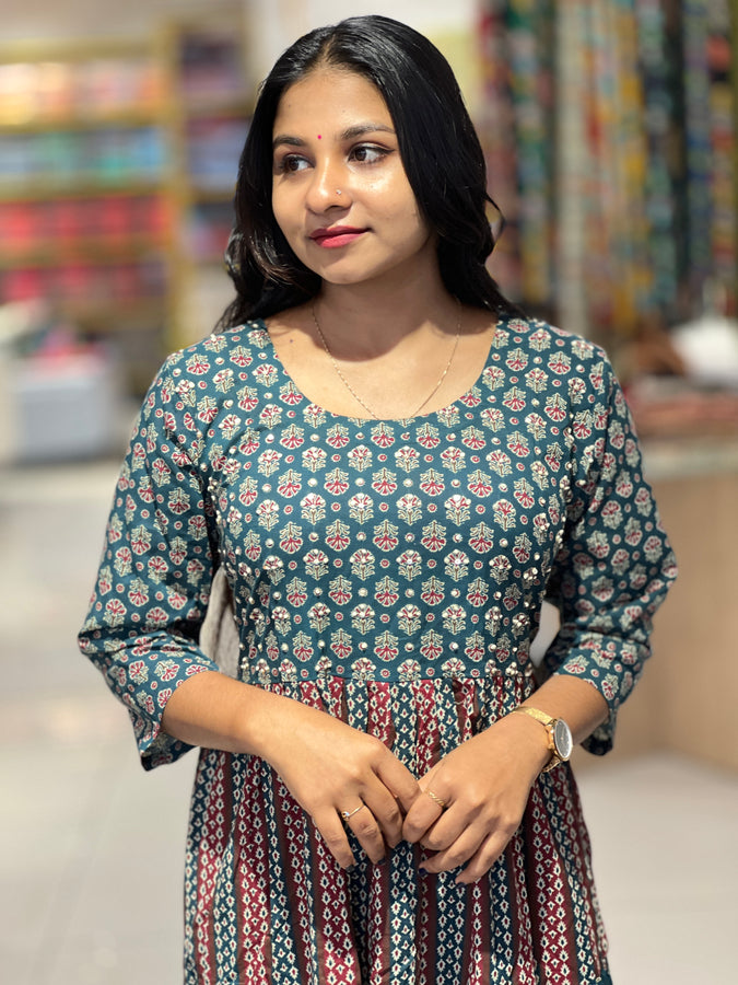 Floral Print Pattern Pure Cotton Kurta | OS462
