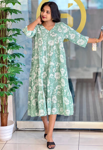 Floral Print Pattern Pure Cotton Kurta | OS466