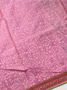 Block Printed Tussar Saree With Floral Embroidery | RGD477