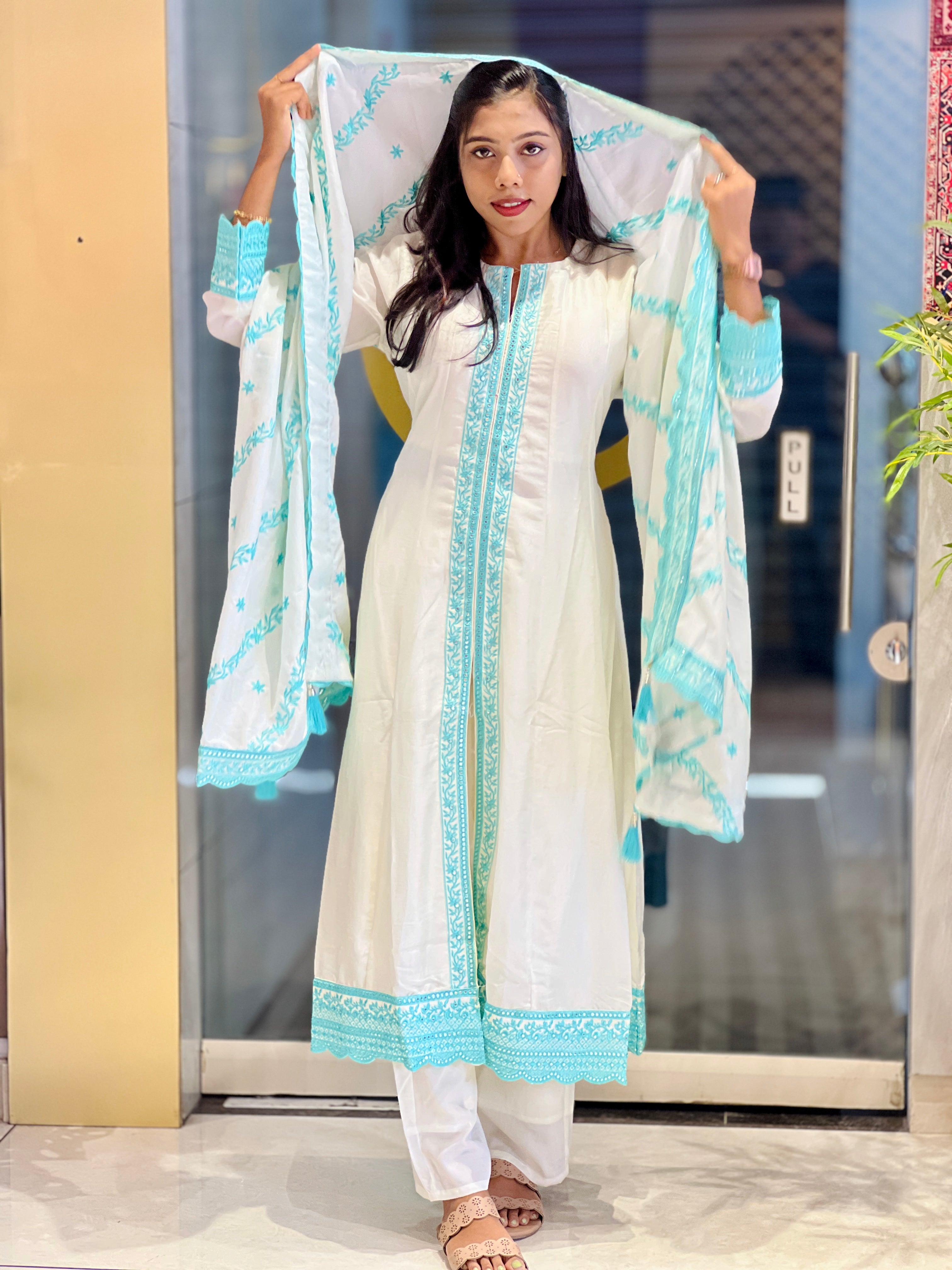 Floral Embroidery Crape Kurta Set | SAD113