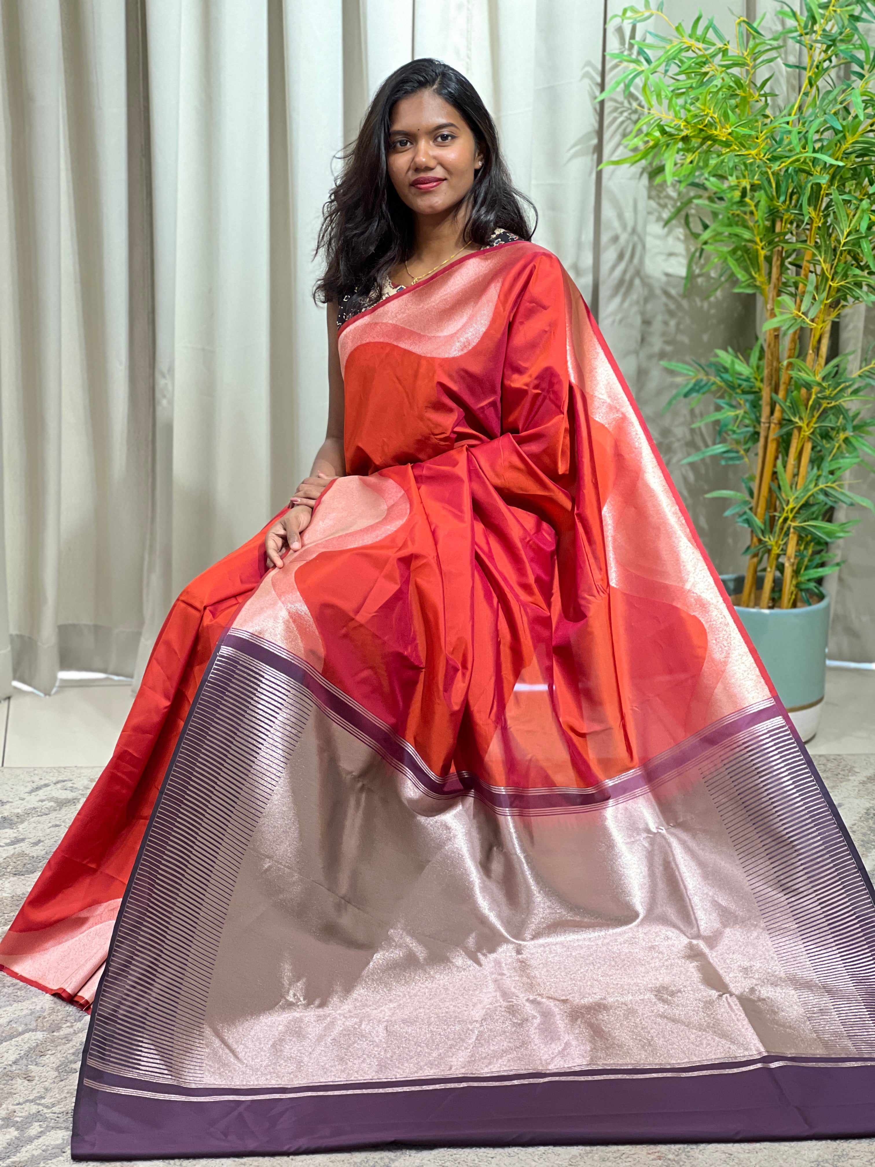 Lehar Pattern Semi Soft Silk Saree | RVS211