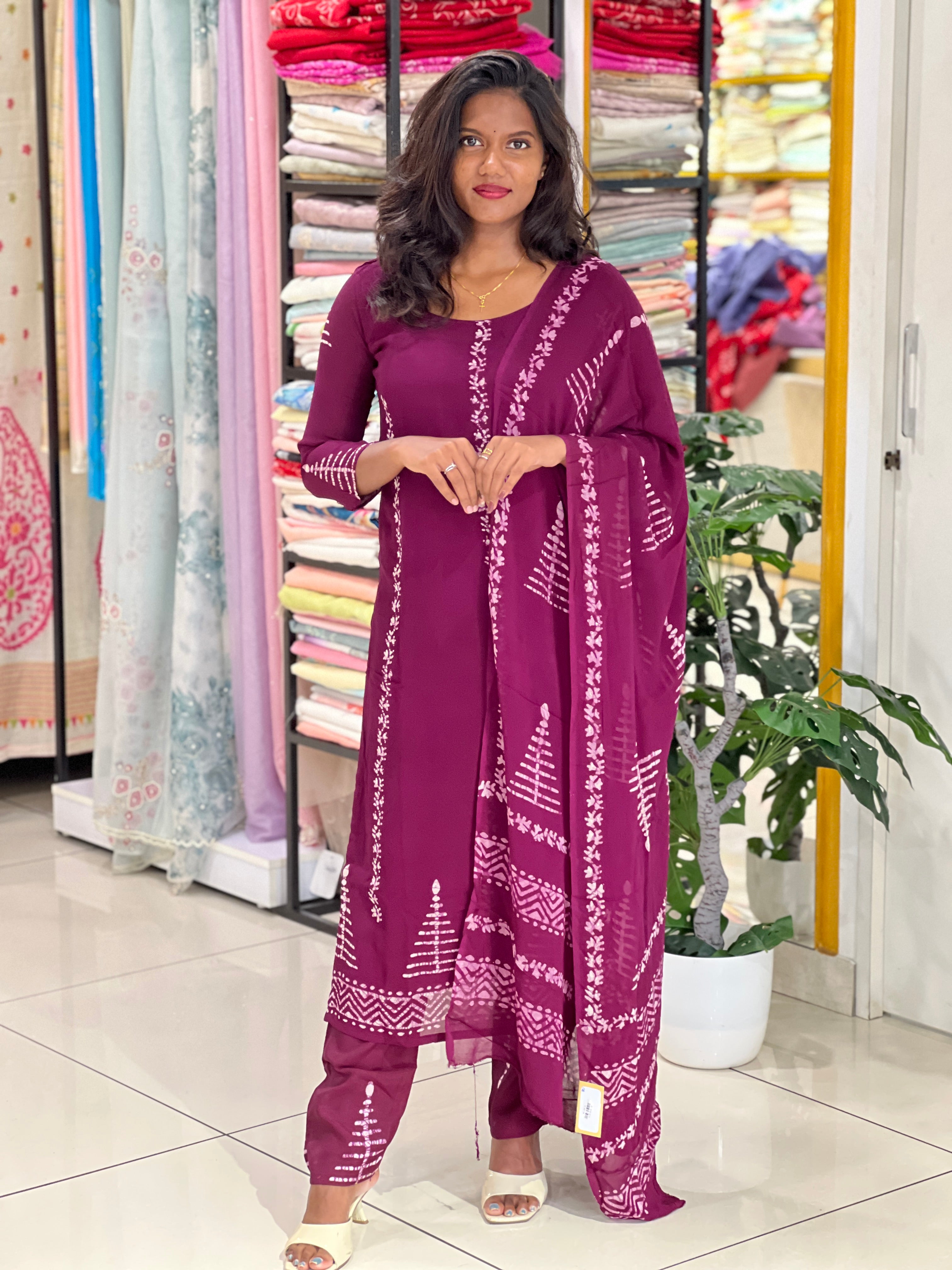 Batik Print Georgette Kurta Set | SLM190