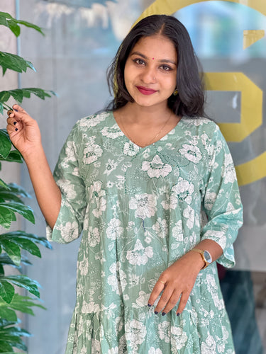 Floral Print Pattern Pure Cotton Kurta | OS466