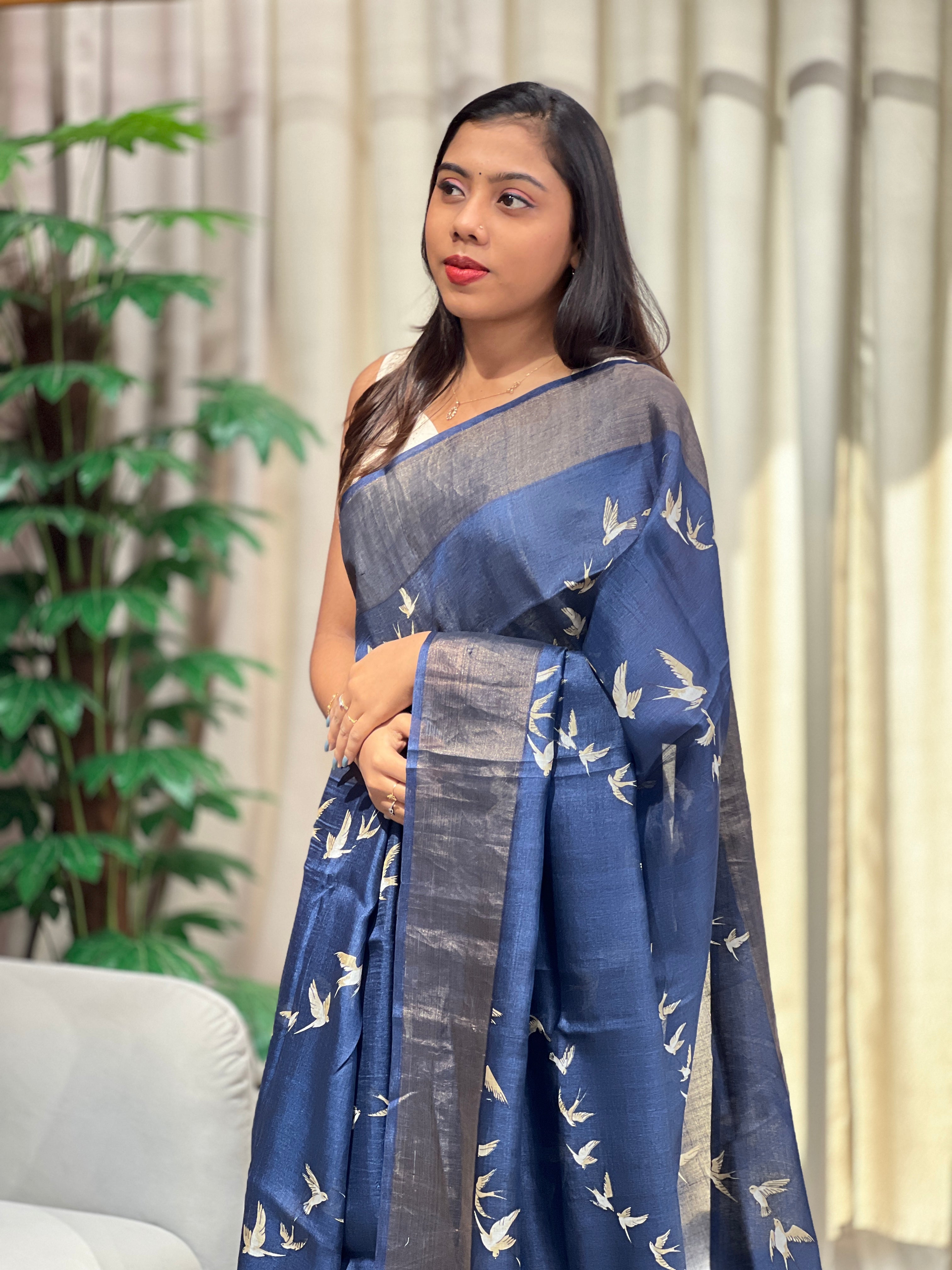 Digital Printed Pure Tussar Saree | RGD1030