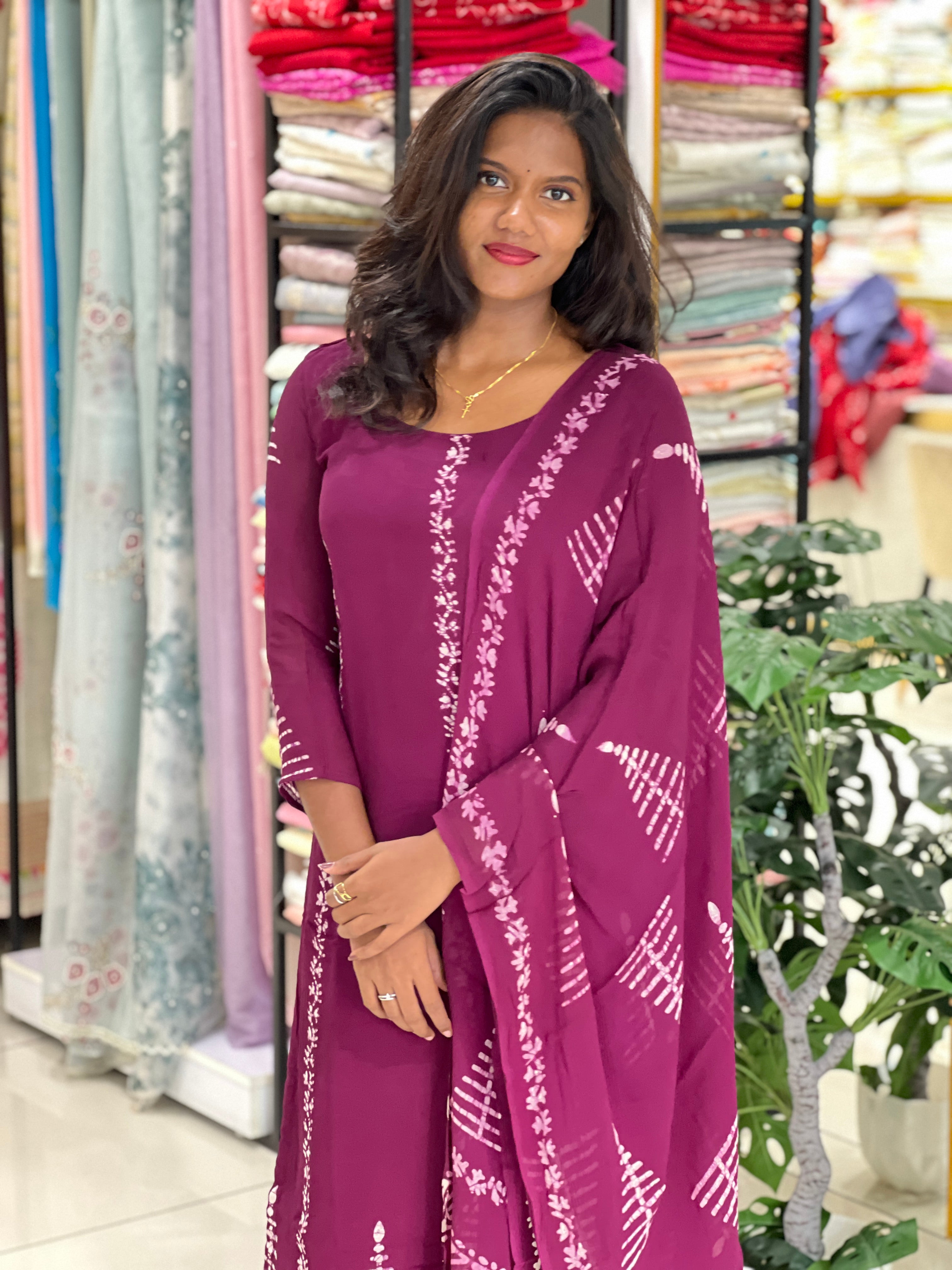 Batik Print Georgette Kurta Set | SLM190