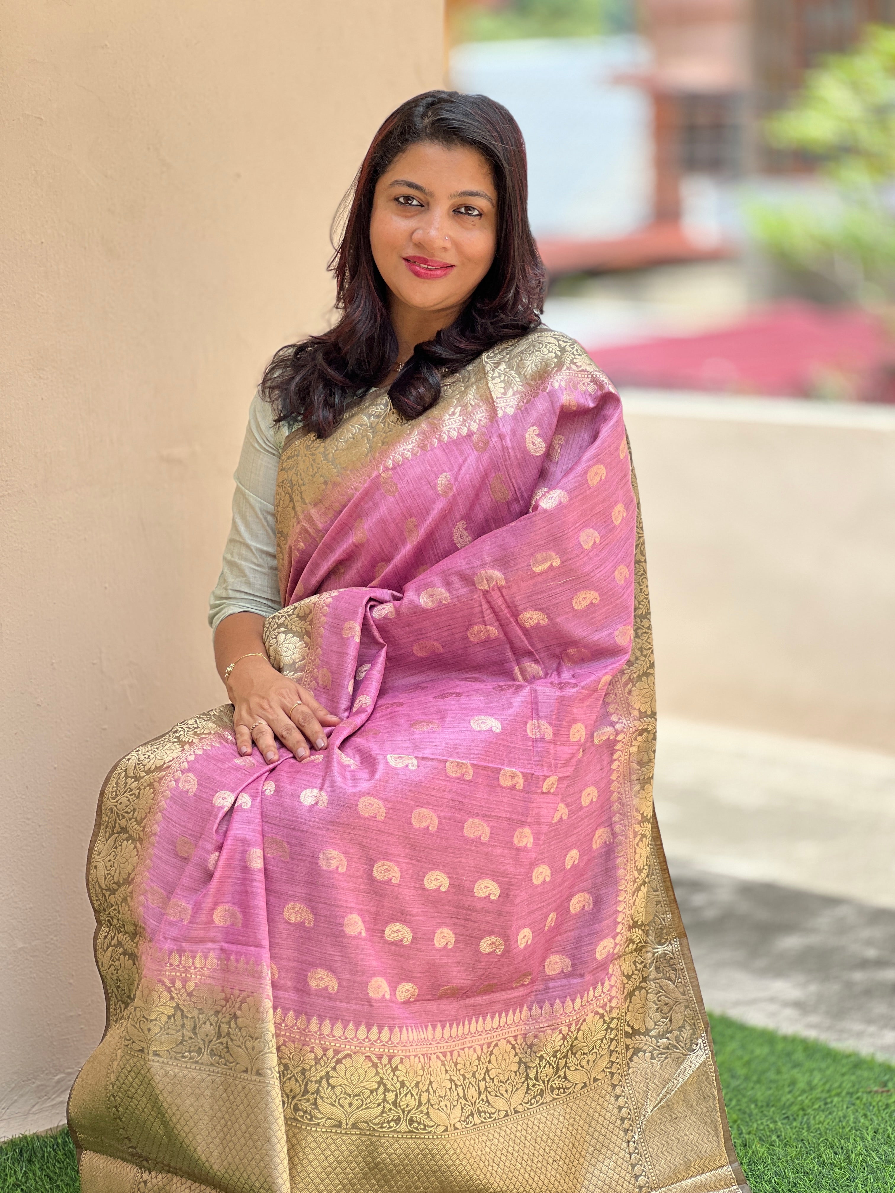 Banarasi Pattern Bhagalpuri Linen Saree | SK227