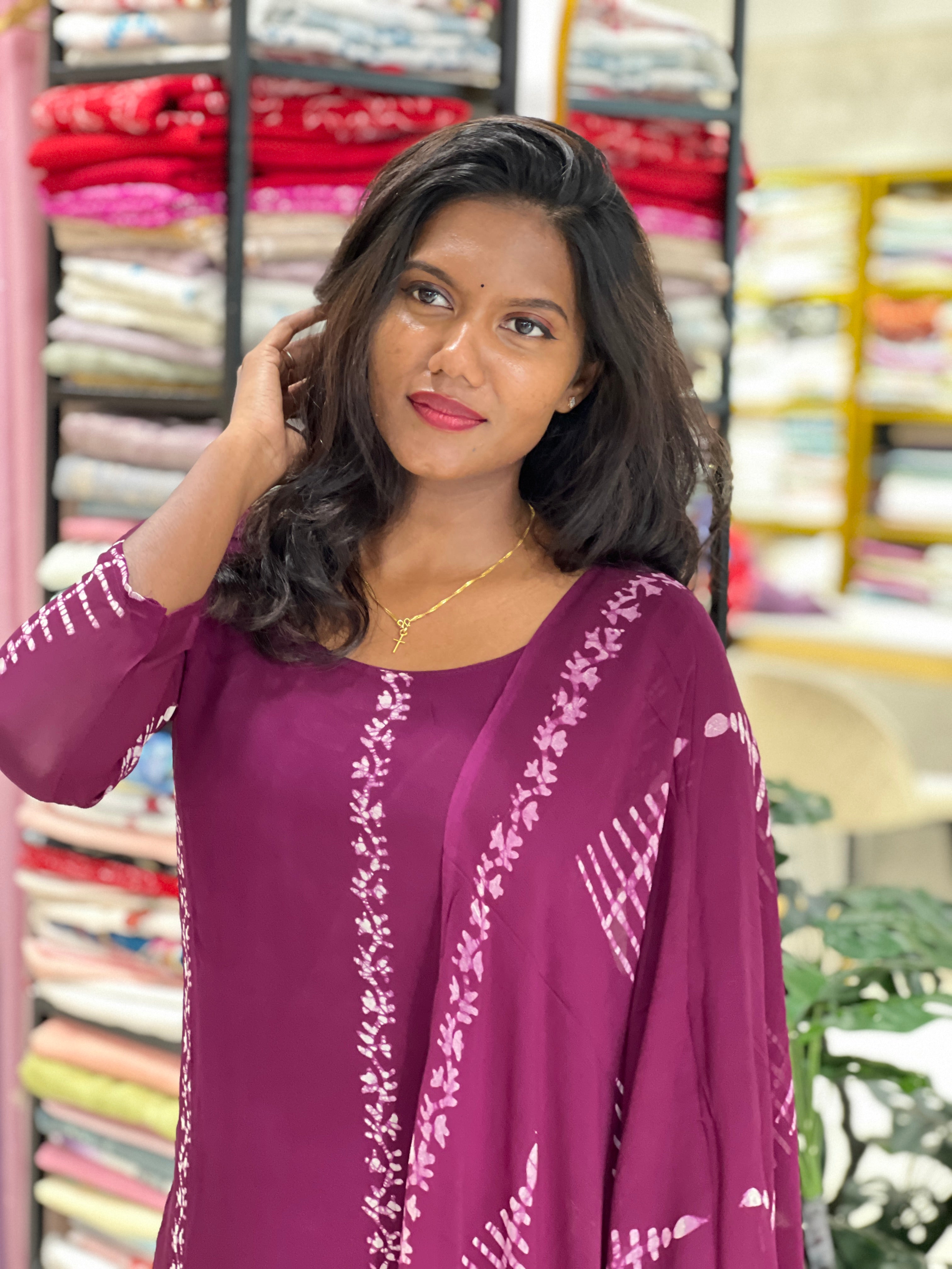 Batik Print Georgette Kurta Set | SLM190