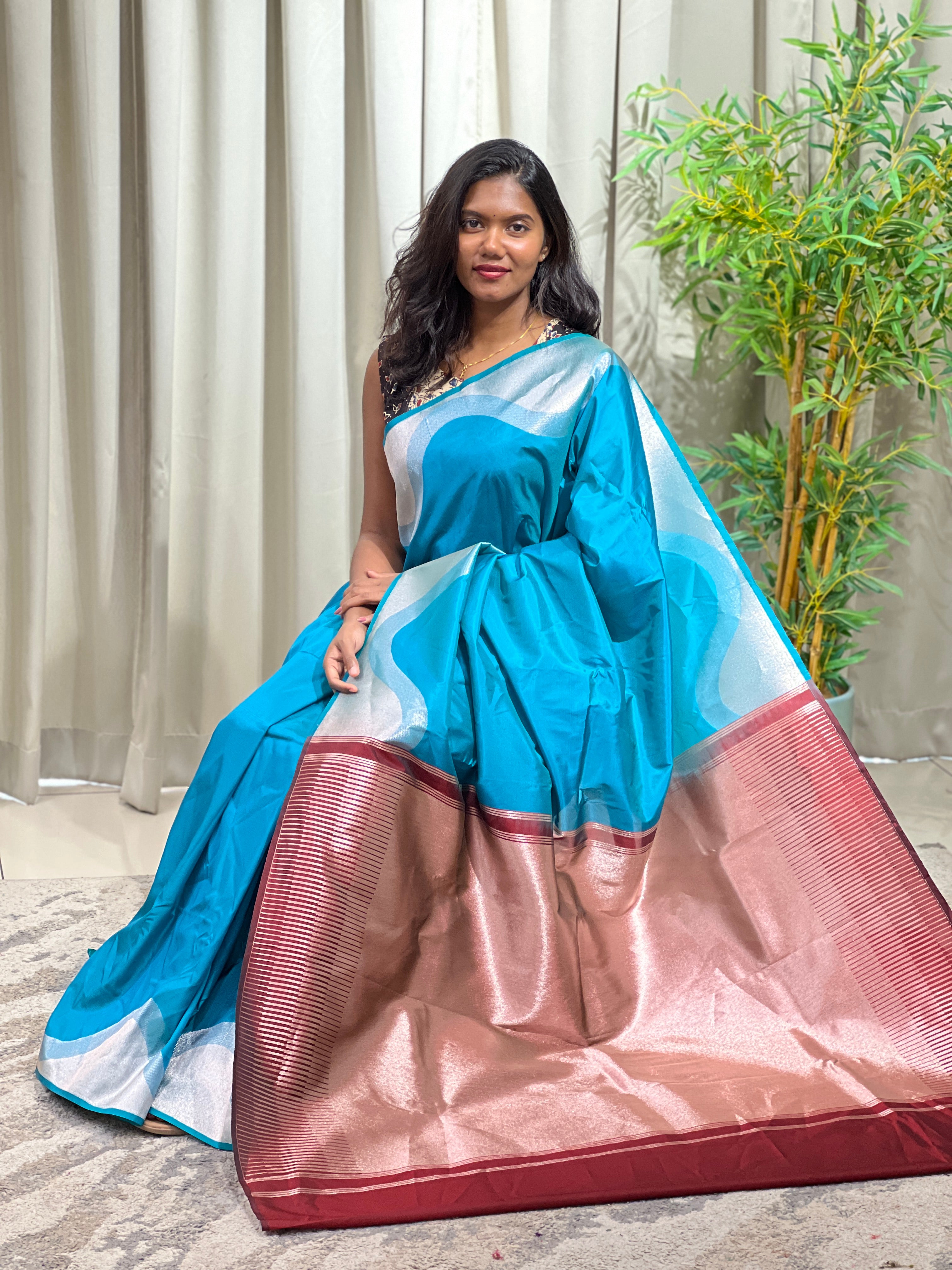 Lehar Pattern Semi Soft Silk Saree  | RVS209