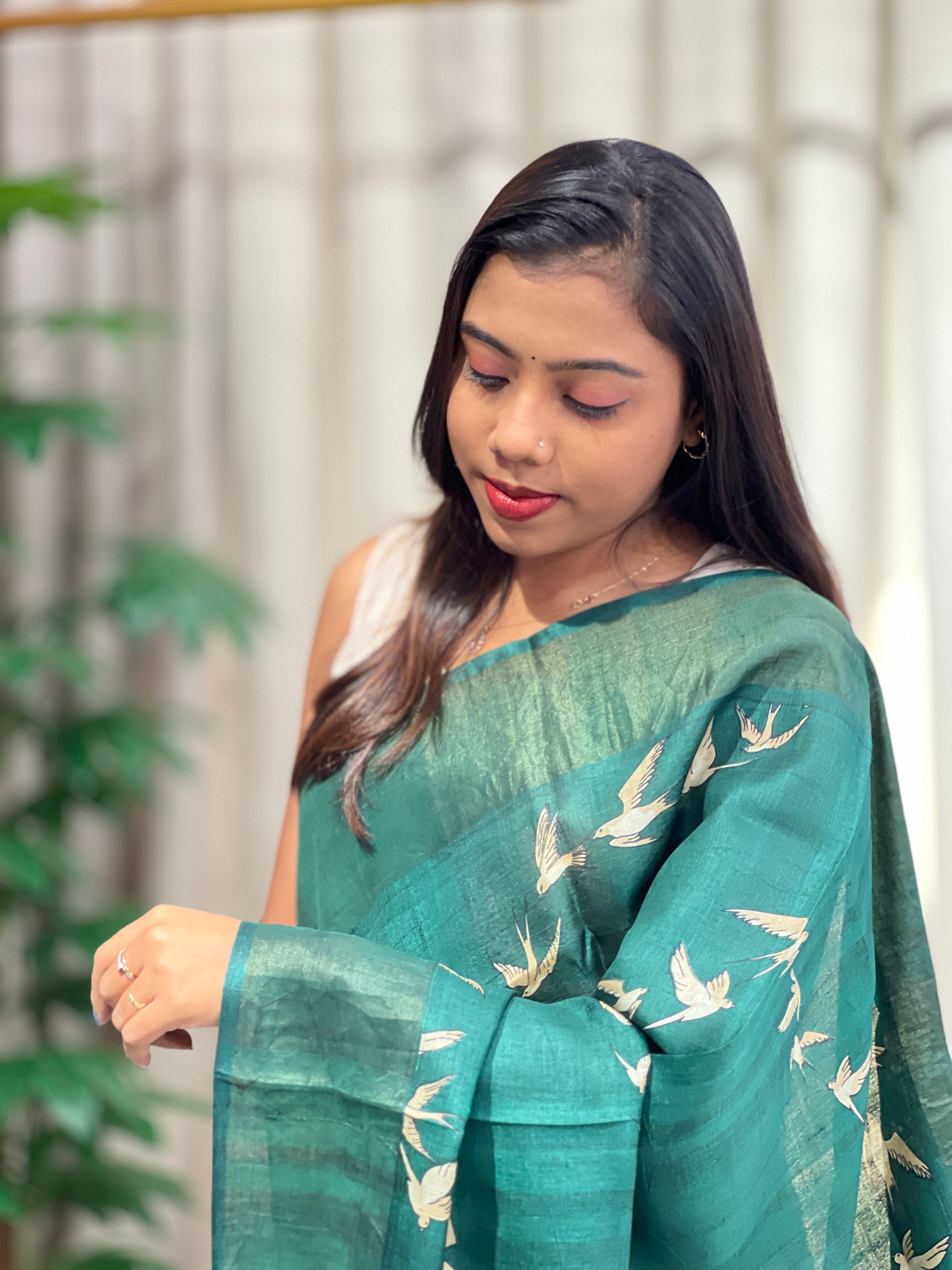 Digital Printed Pure Tussar Saree | RGD1033