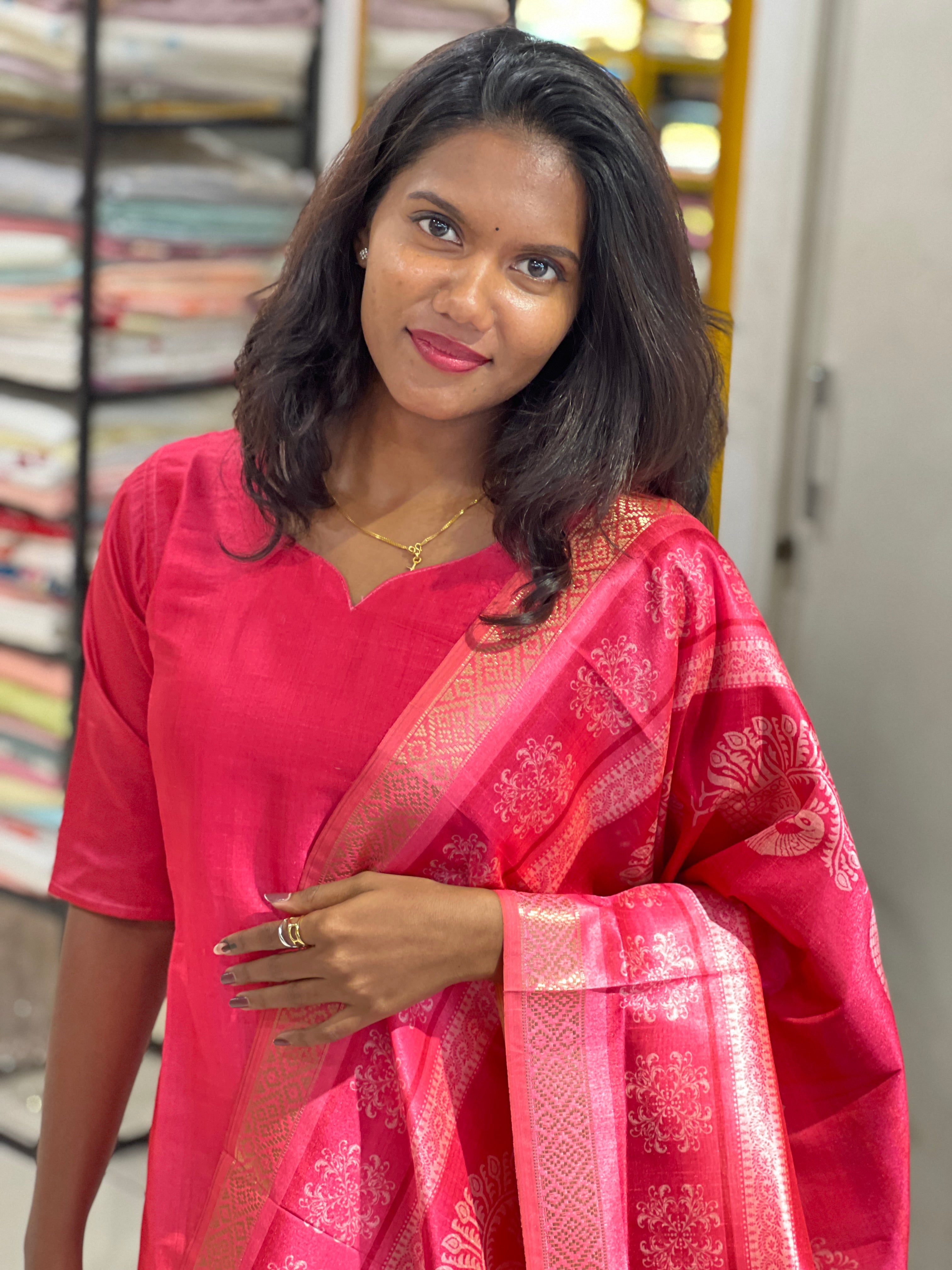 Multi Colour Digital Printed Tussar Kurta Set |SLM204