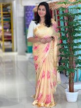 Floral Print With Banarasi Border Detailed Chinon Saree | SSN122