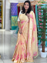 Floral Print With Banarasi Border Detailed Chinon Saree | SSN122