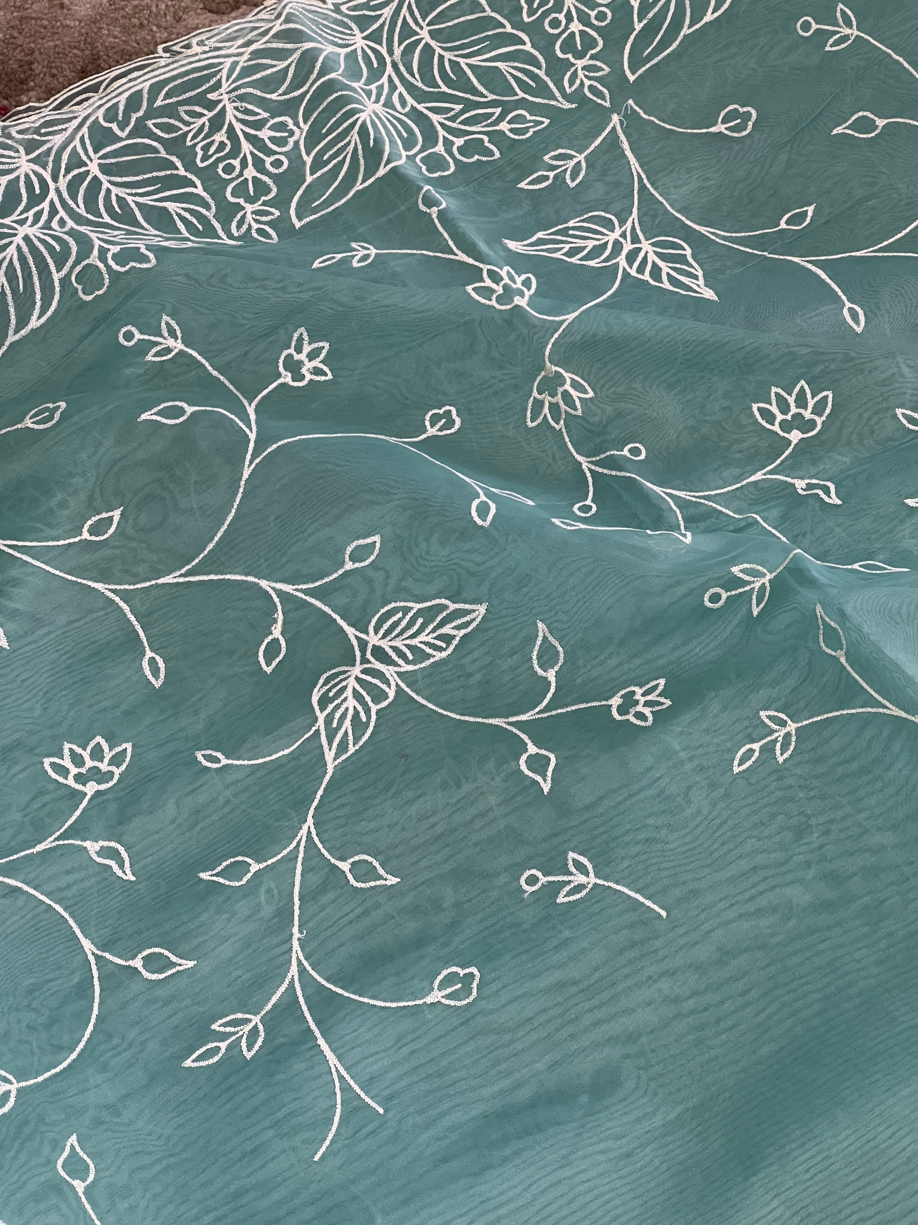 Fully Embroidery Detailed Organza Saree | BLD706