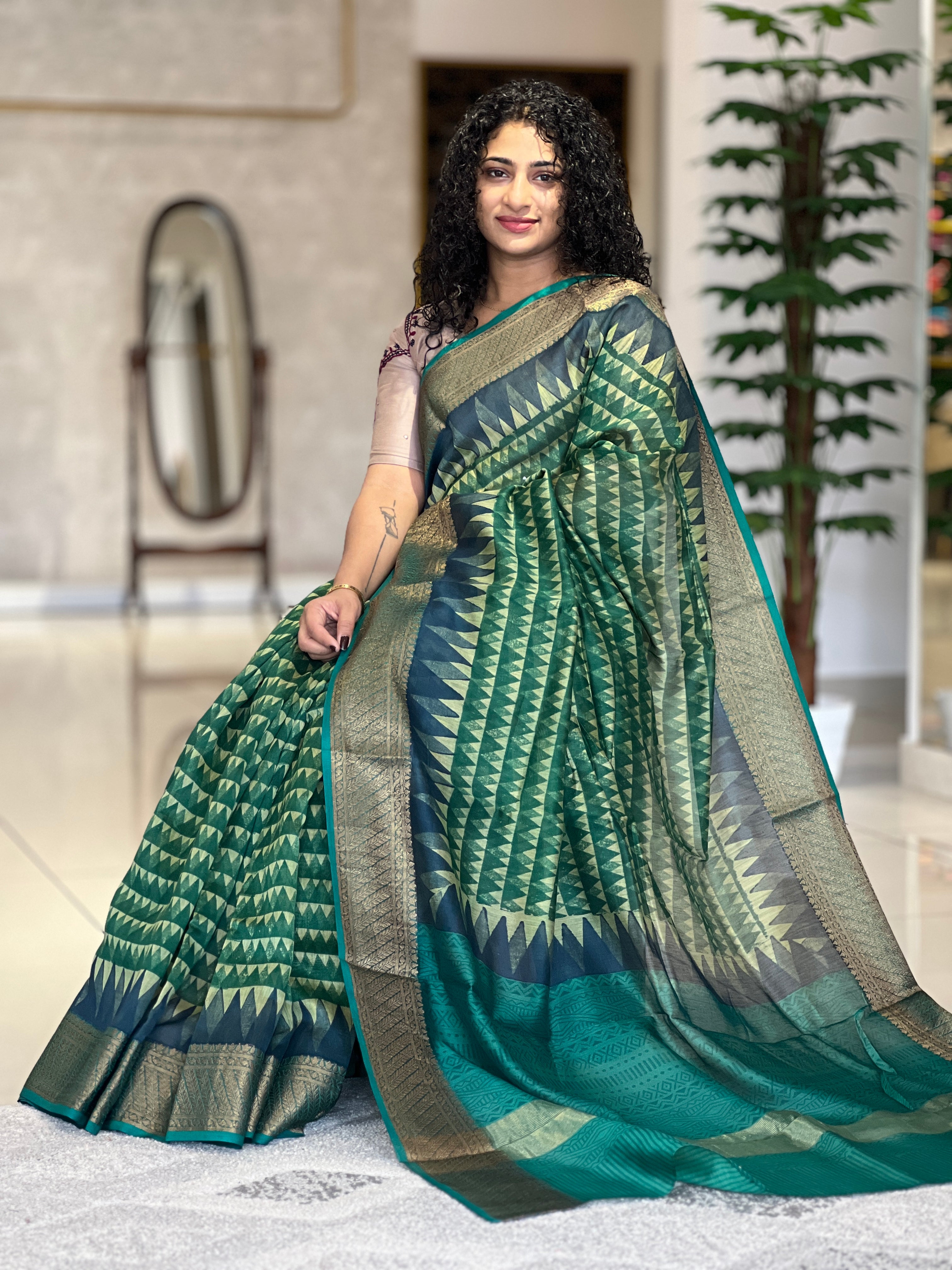 Block Printed Chanderi Silk Saree | RGD513