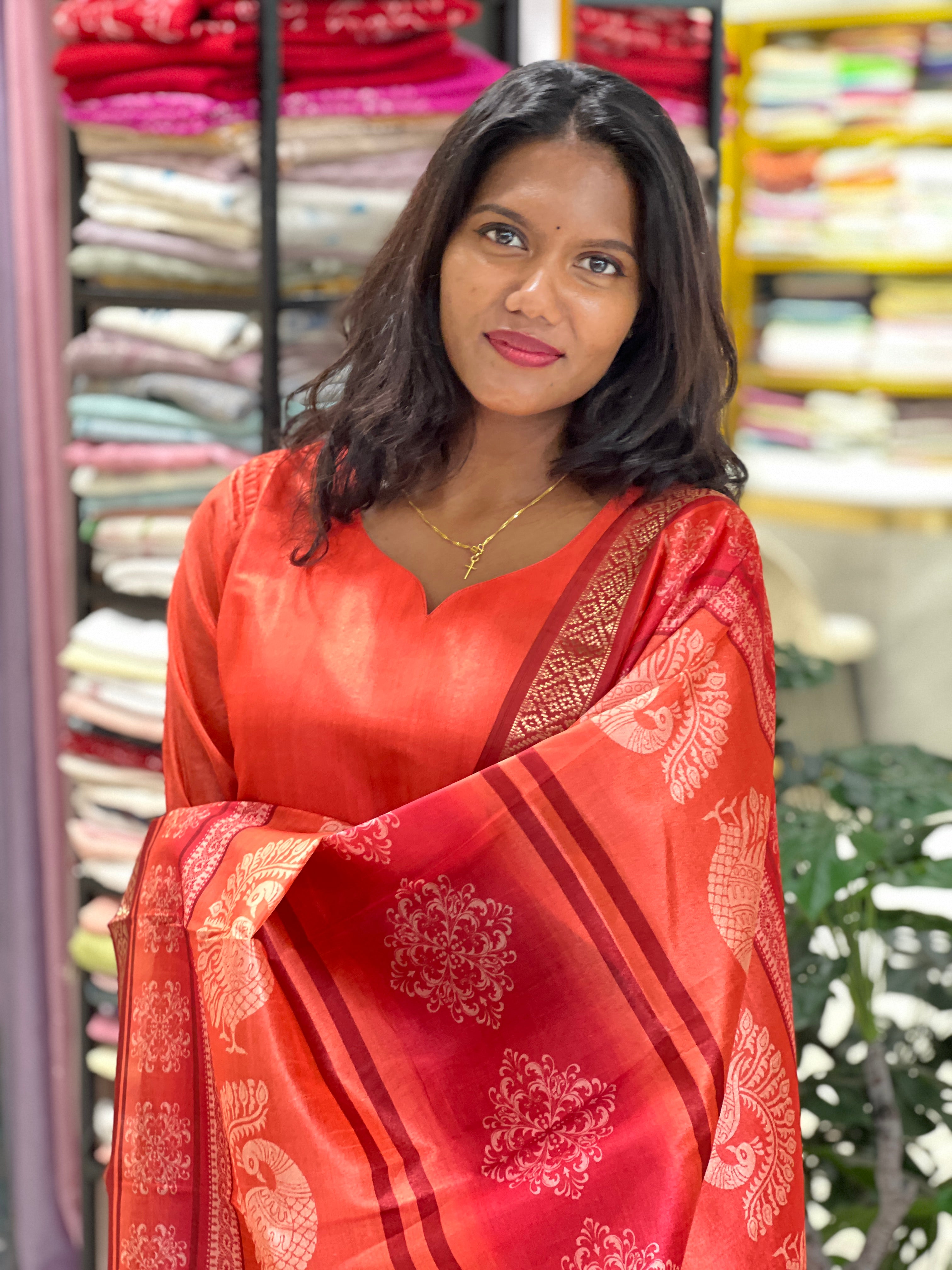 Multi Colour Digital Printed Tussar Kurta Set |SLM207