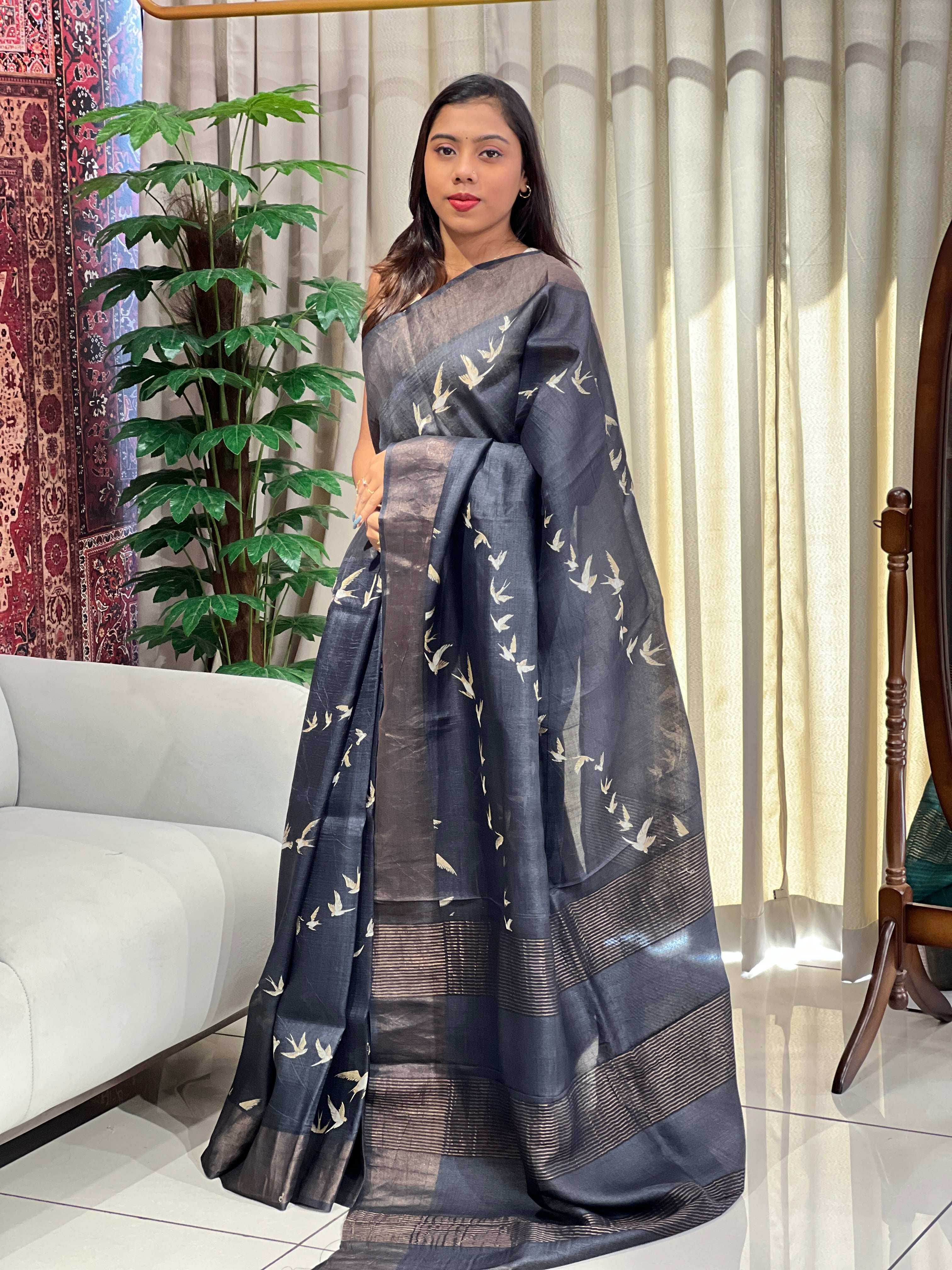 Digital Printed Pure Tussar Saree | RGD1028
