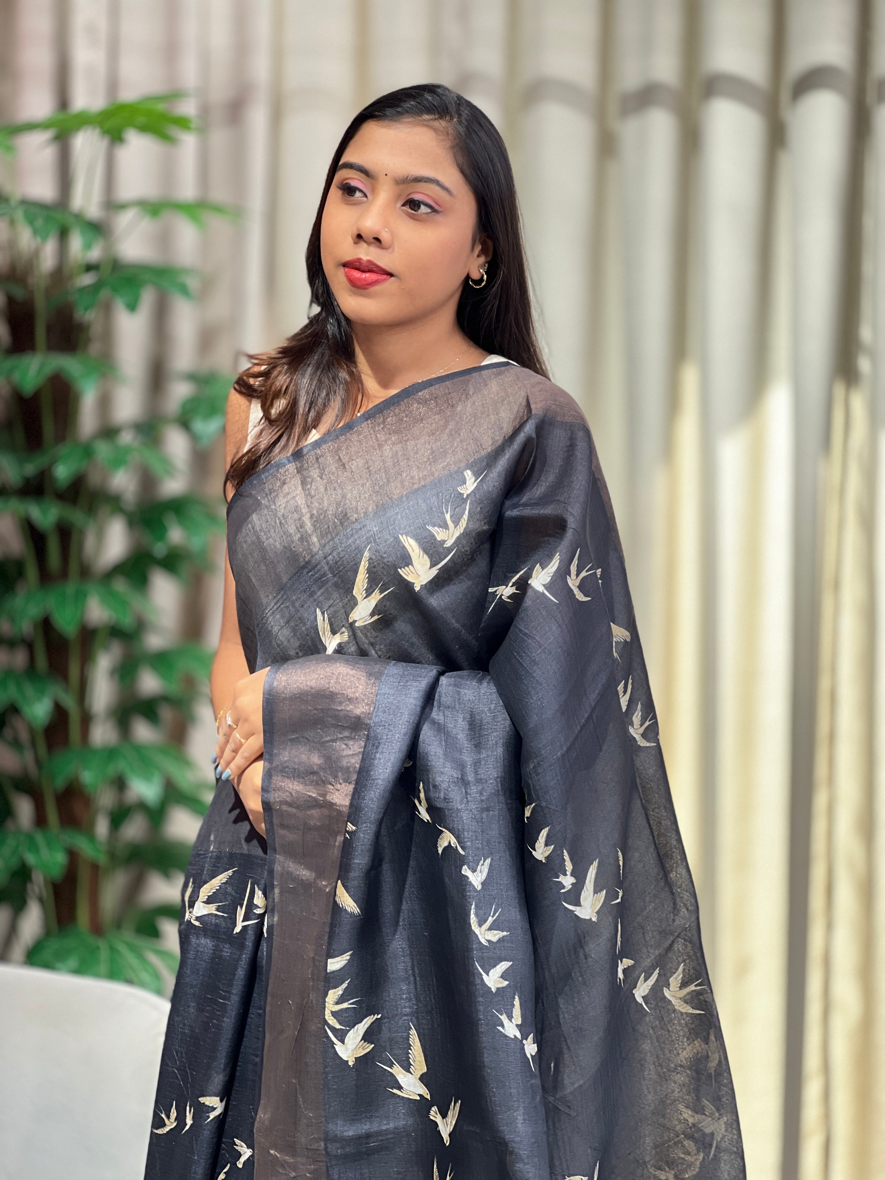 Digital Printed Pure Tussar Saree | RGD1028