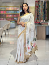 Floral Digital Print With Sequence Highlighted Semi Tussar Finish Saree | BLD1271