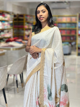 Floral Digital Print With Sequence Highlighted Semi Tussar Finish Saree | BLD1271