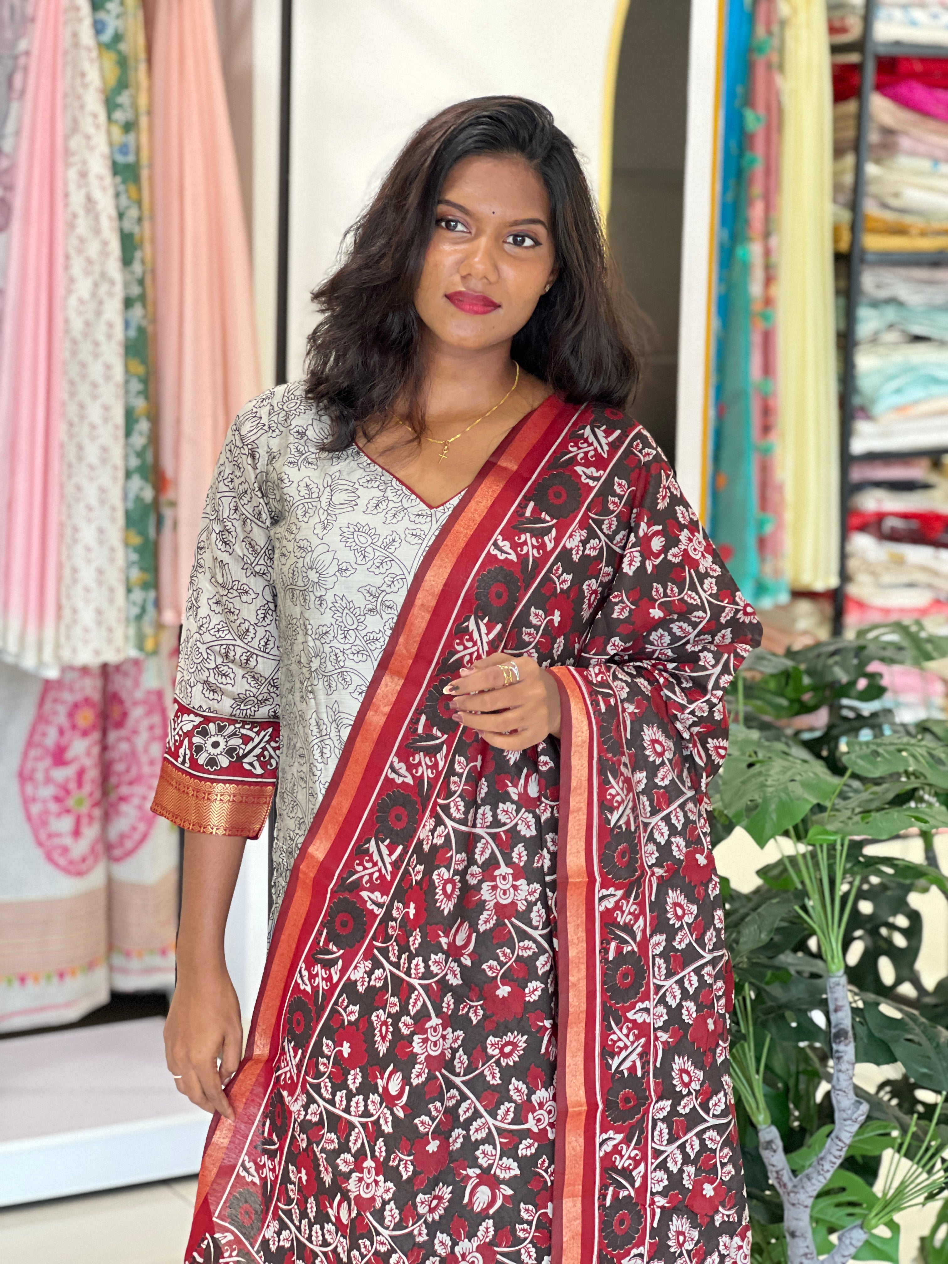 Screen Printed Semi Tussar Kurta Set |SLM187