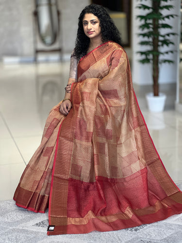 Block Printed Chanderi Silk Saree With Banarasi Borders | RGD502
