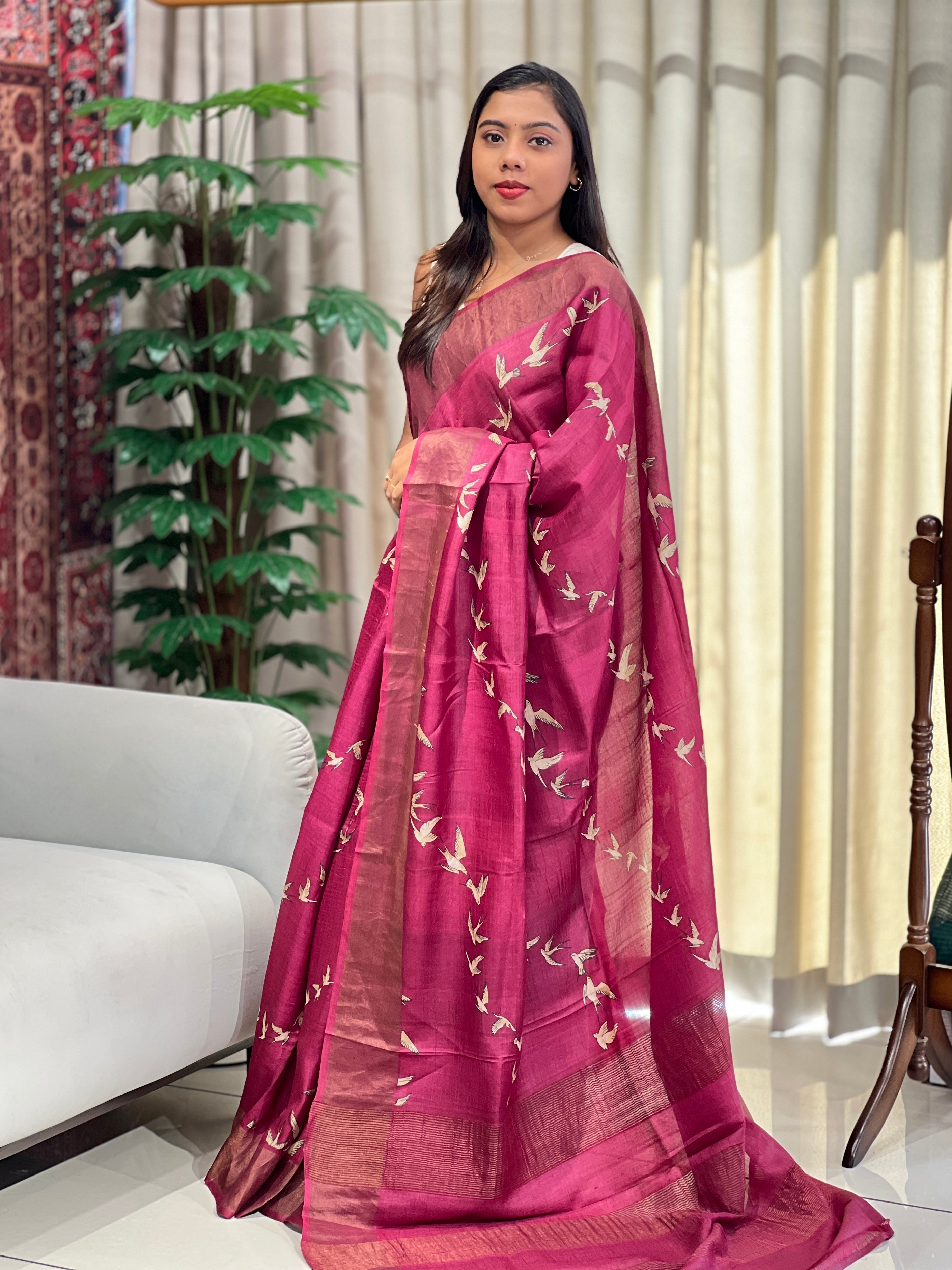 Digital Printed Pure Tussar Saree | RGD1034