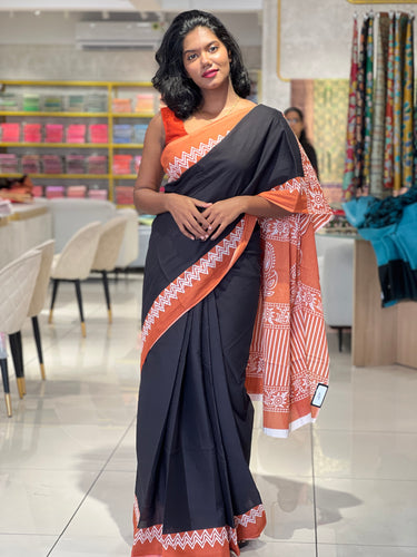 Screen Printed Cotton Saree | VFC485
