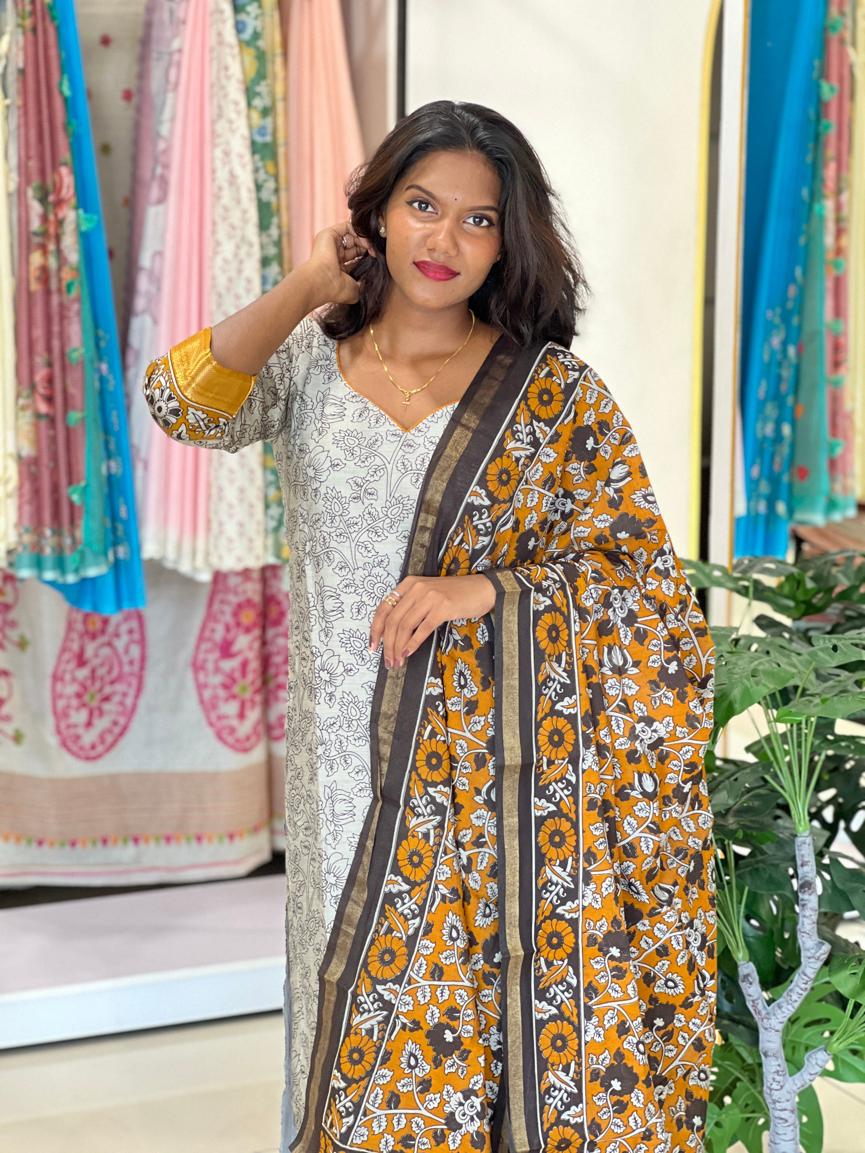 Screen Printed Semi Tussar Kurta Set |SLM188
