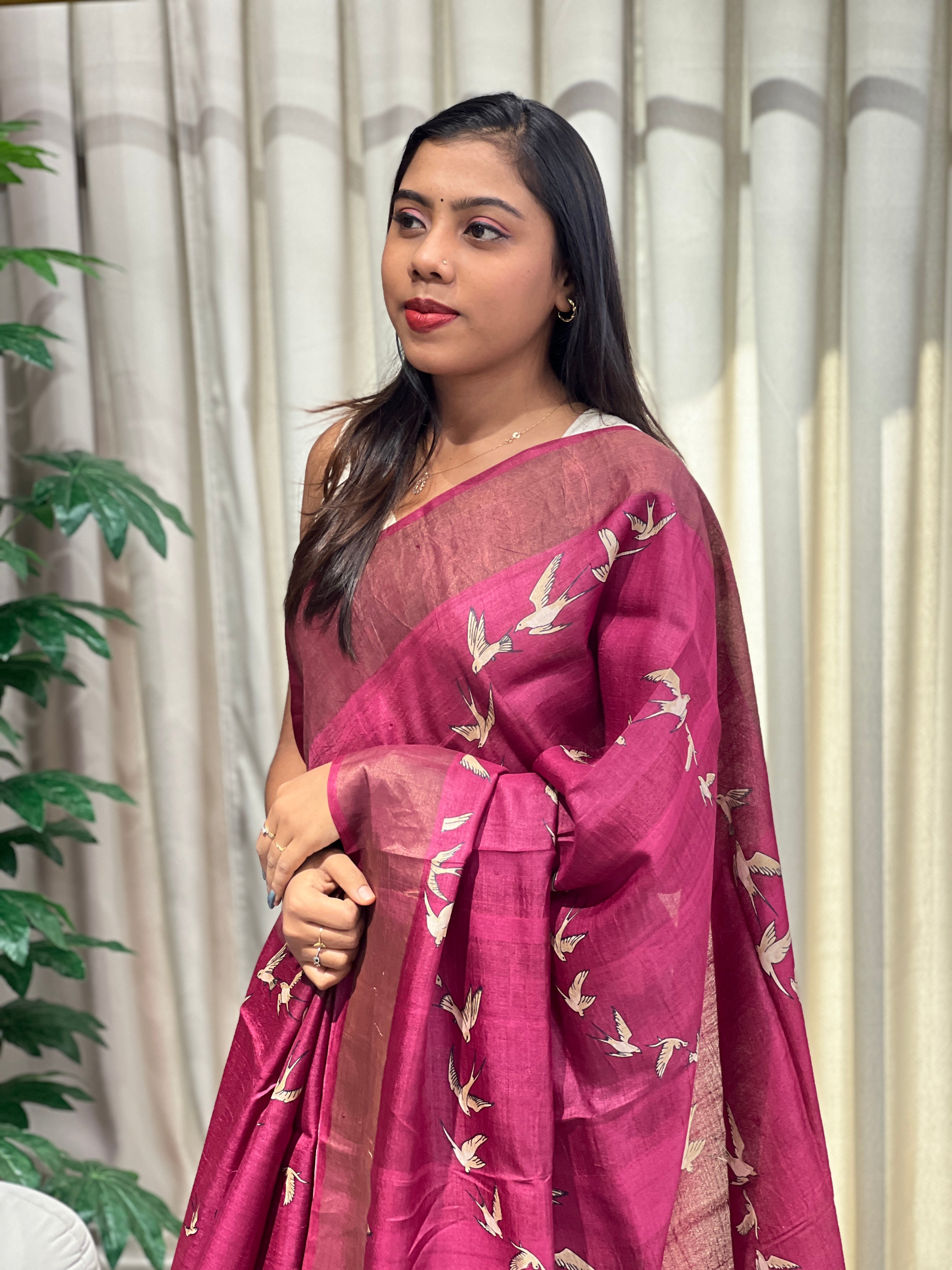 Digital Printed Pure Tussar Saree | RGD1034