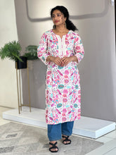 Floral Print With Lace Detailed Flex Cotton Kurta | YOC151