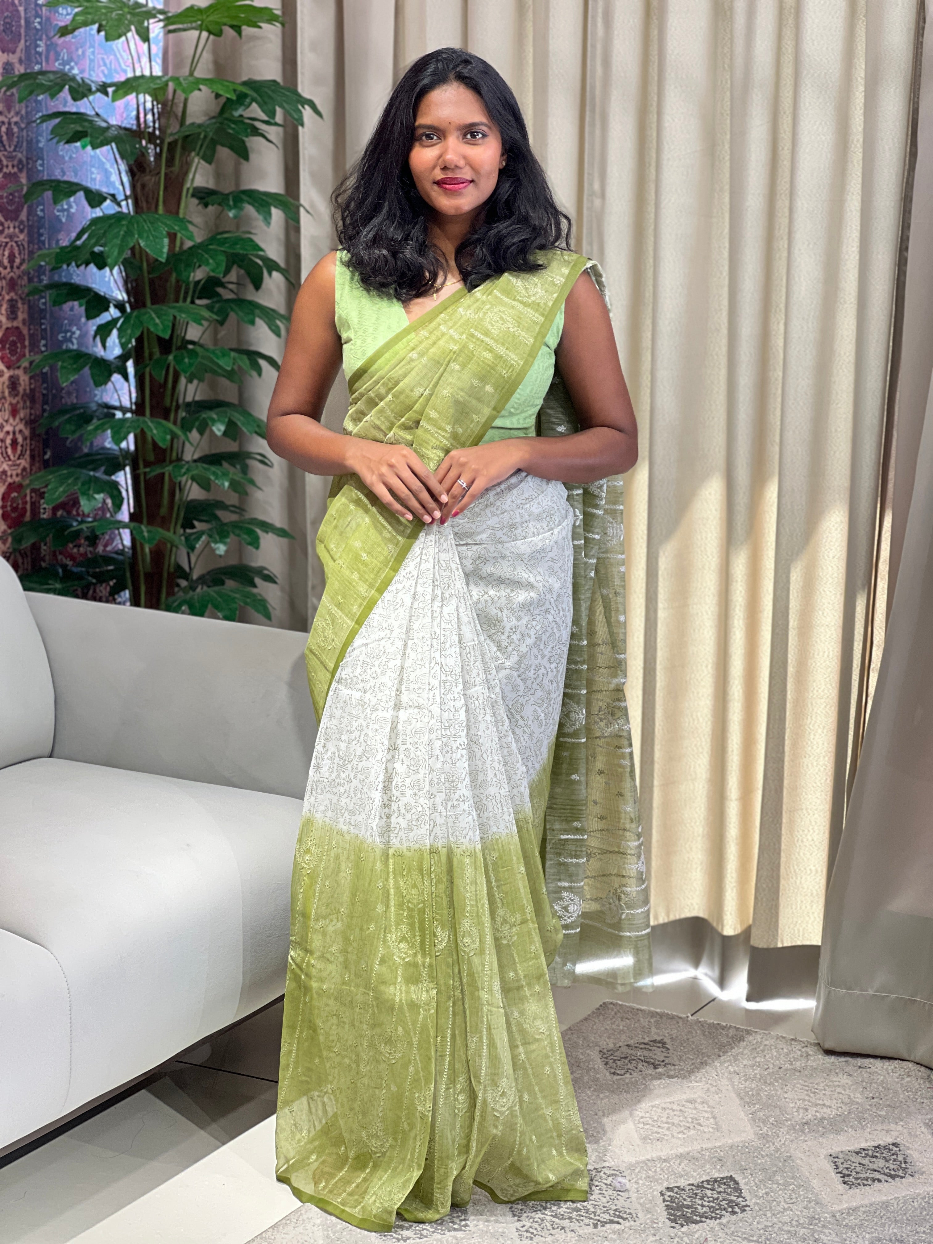 Warli Printed Double Shaded Kota Saree | YNG870
