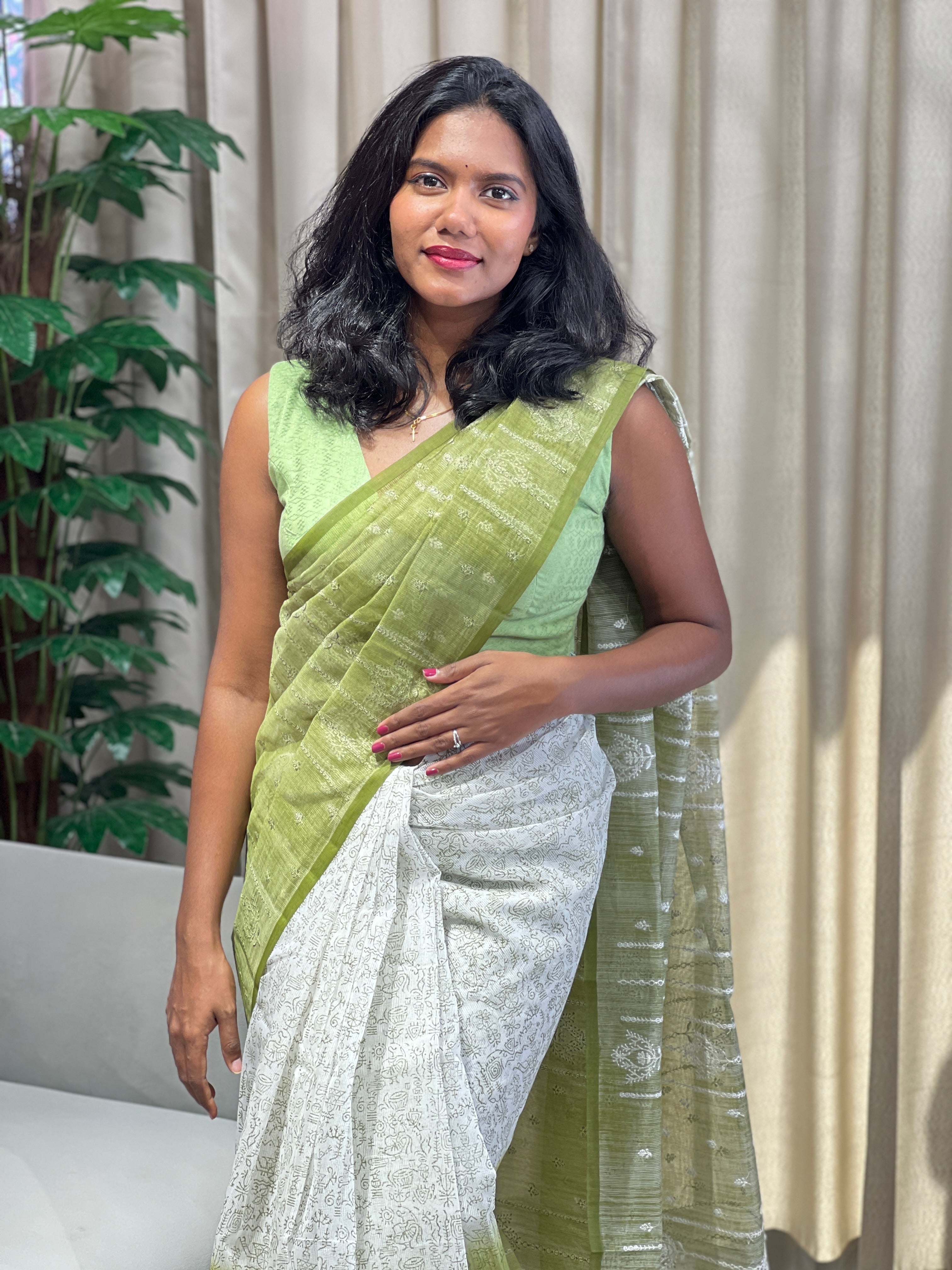 Warli Printed Double Shaded Kota Saree | YNG870