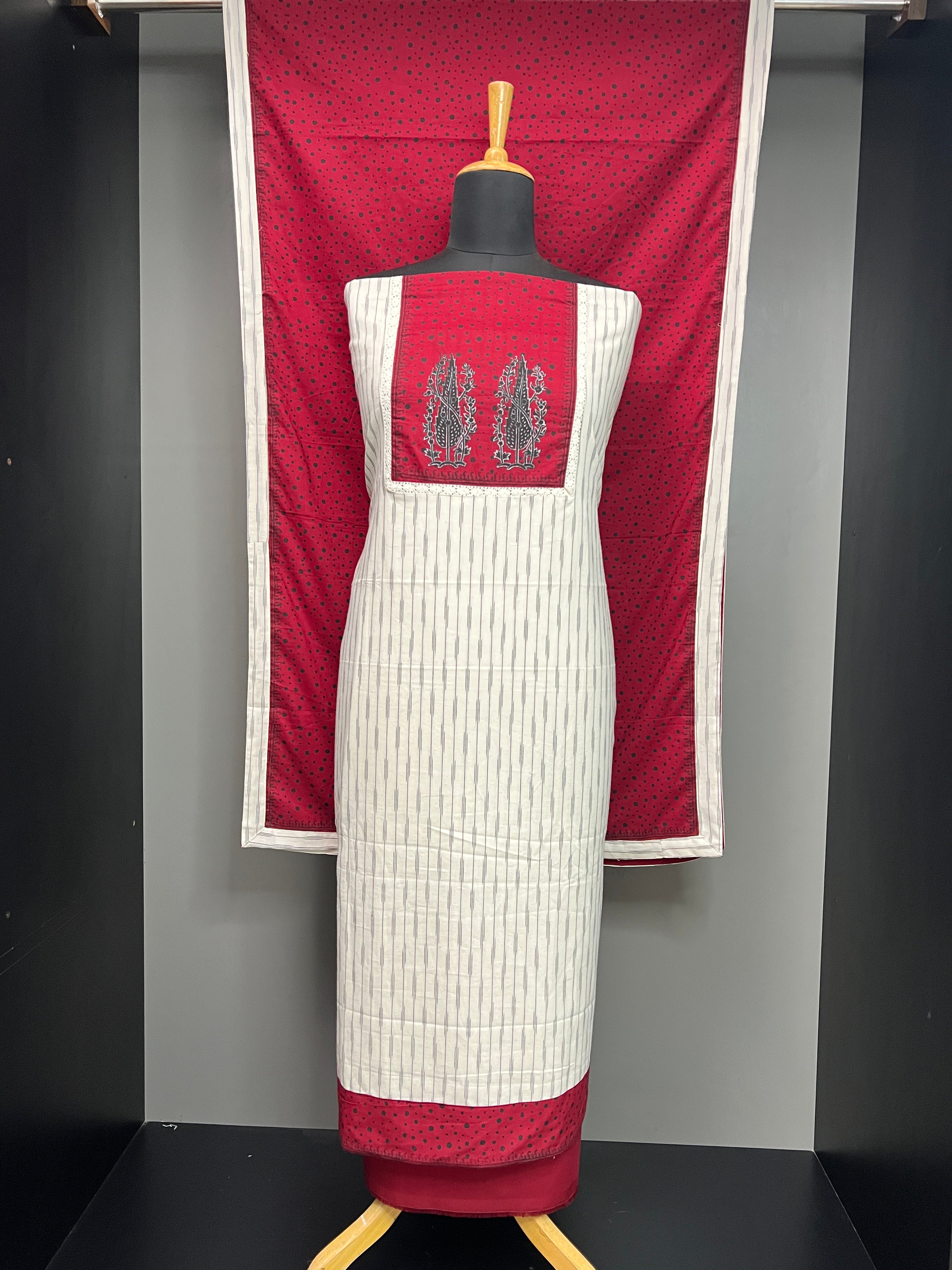 Block Printed Patch Detailed Cotton Salwar Set | JSC464