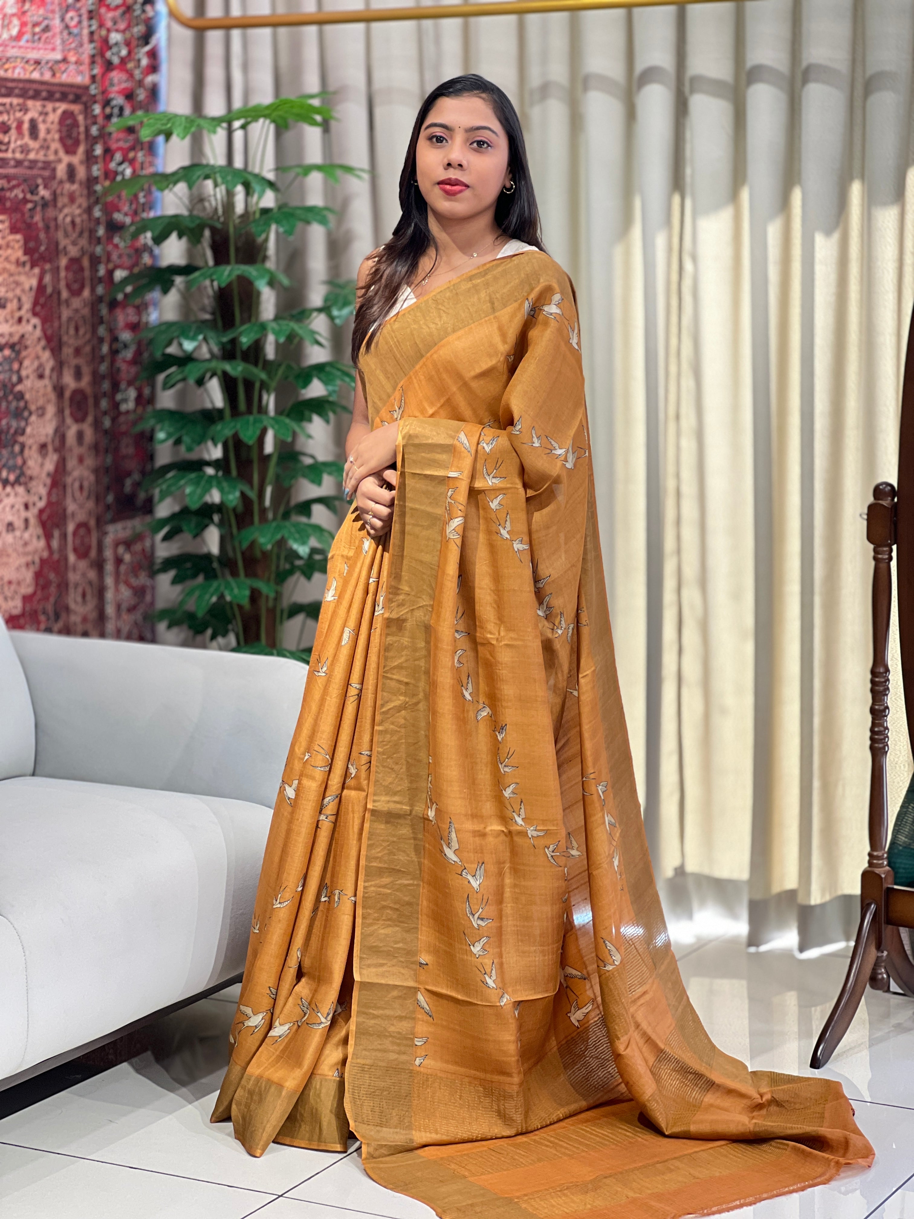 Digital Printed Pure Tussar Saree | RGD1031