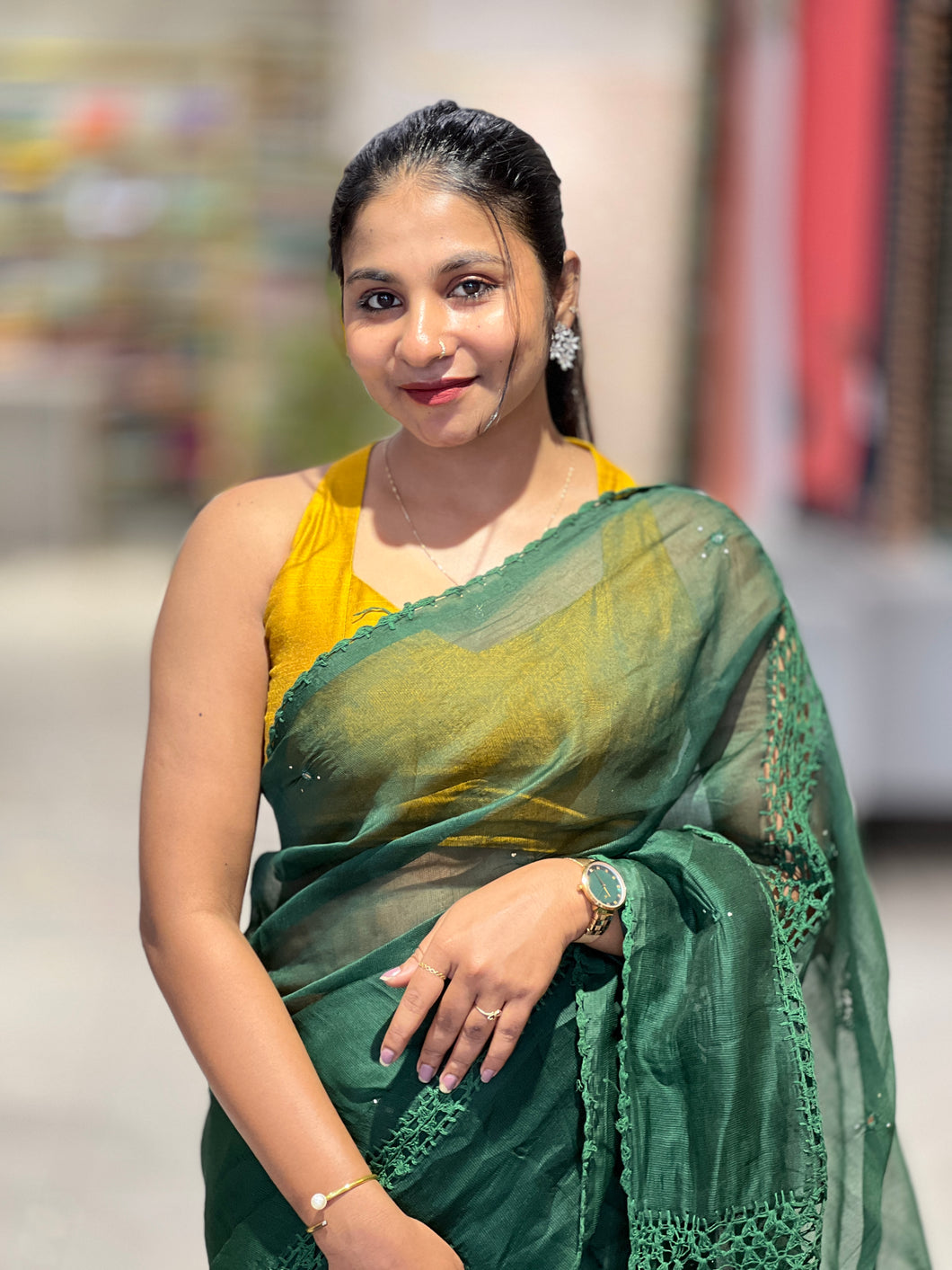 Mirror & Crochet Lace Detailed Kota Saree | SF1347