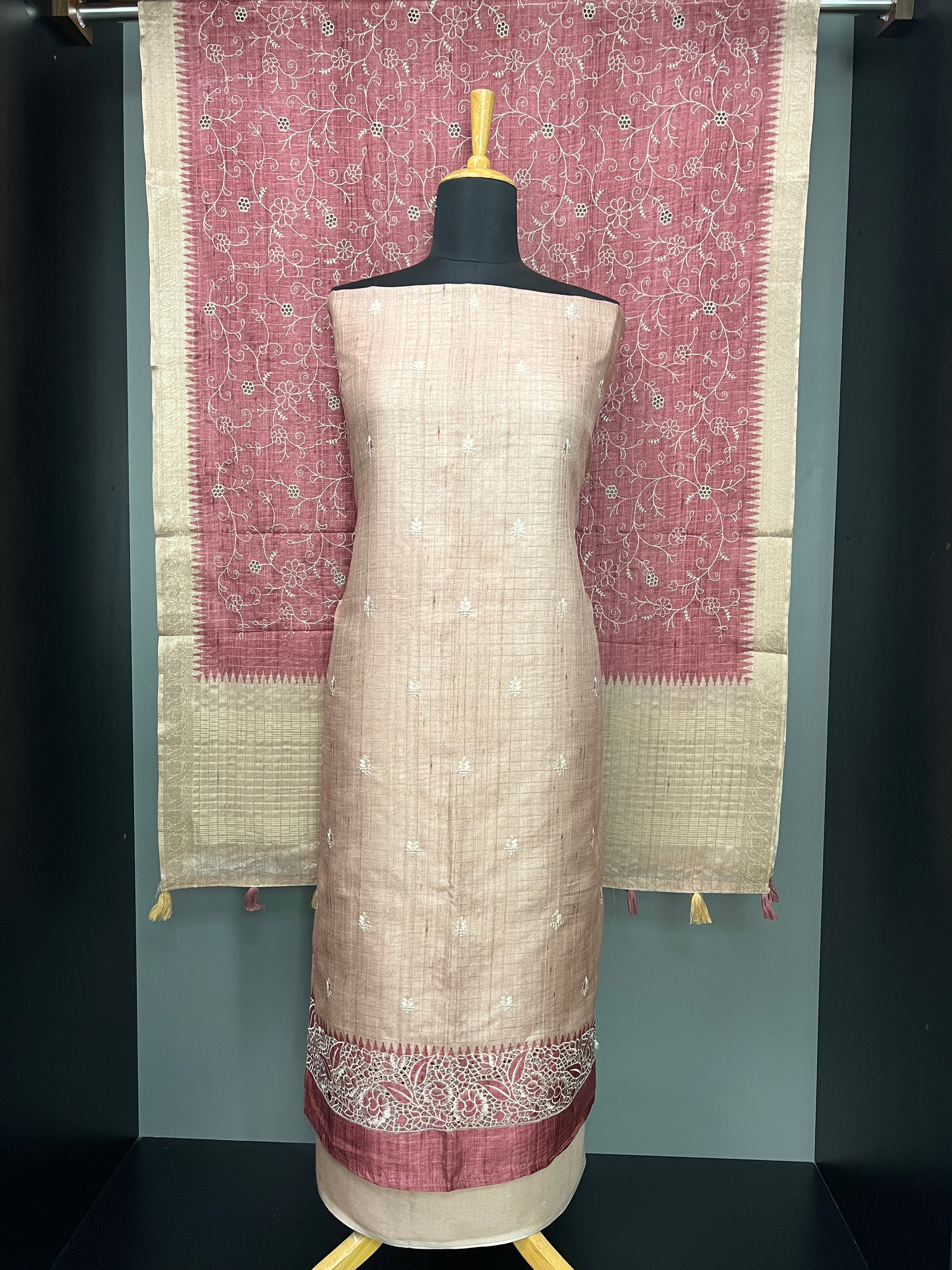 Check Weaving Tussar Salwar Set | SW2259