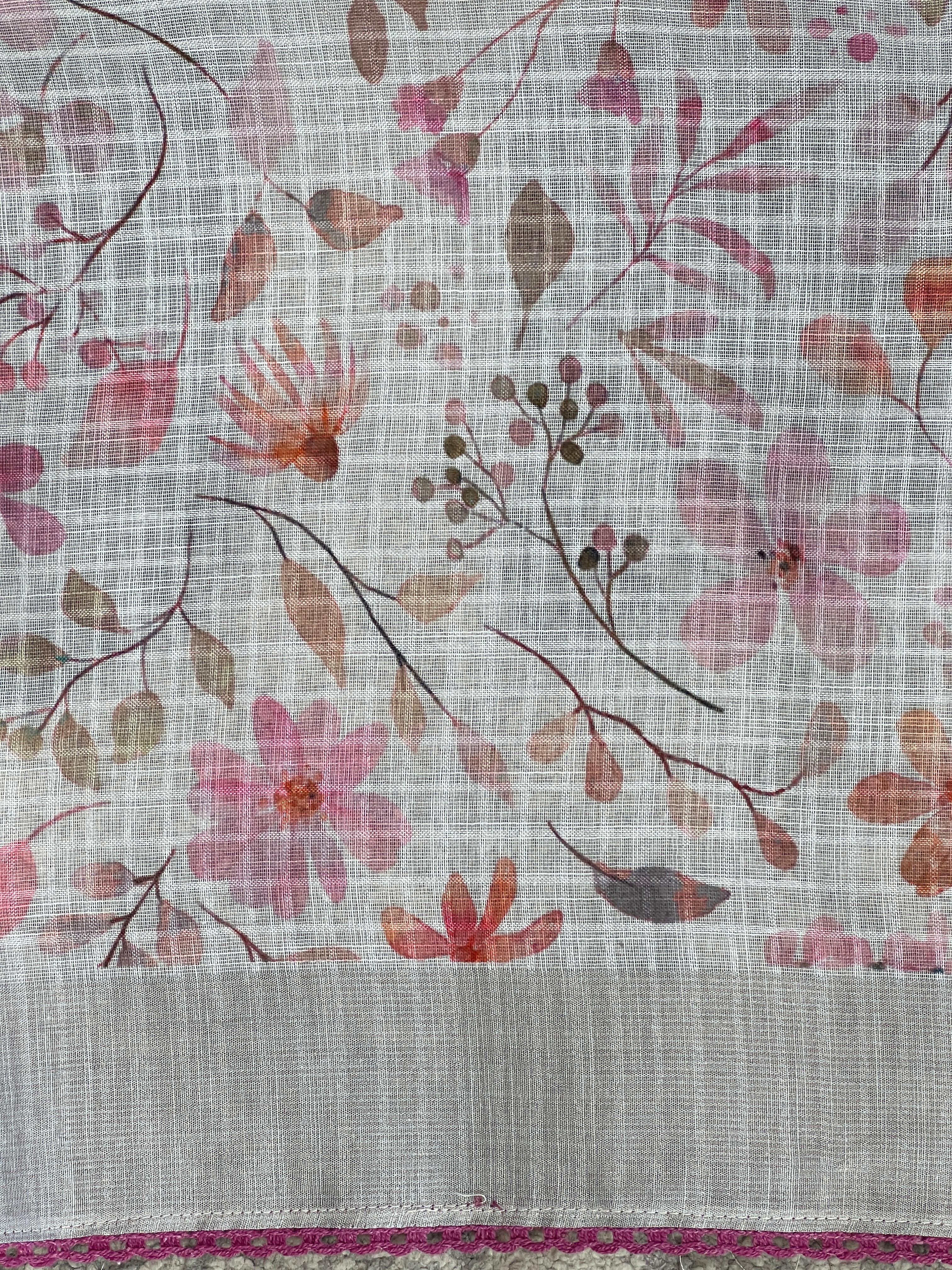 Floral Digital Printed Semi Linen Saree | YNG781