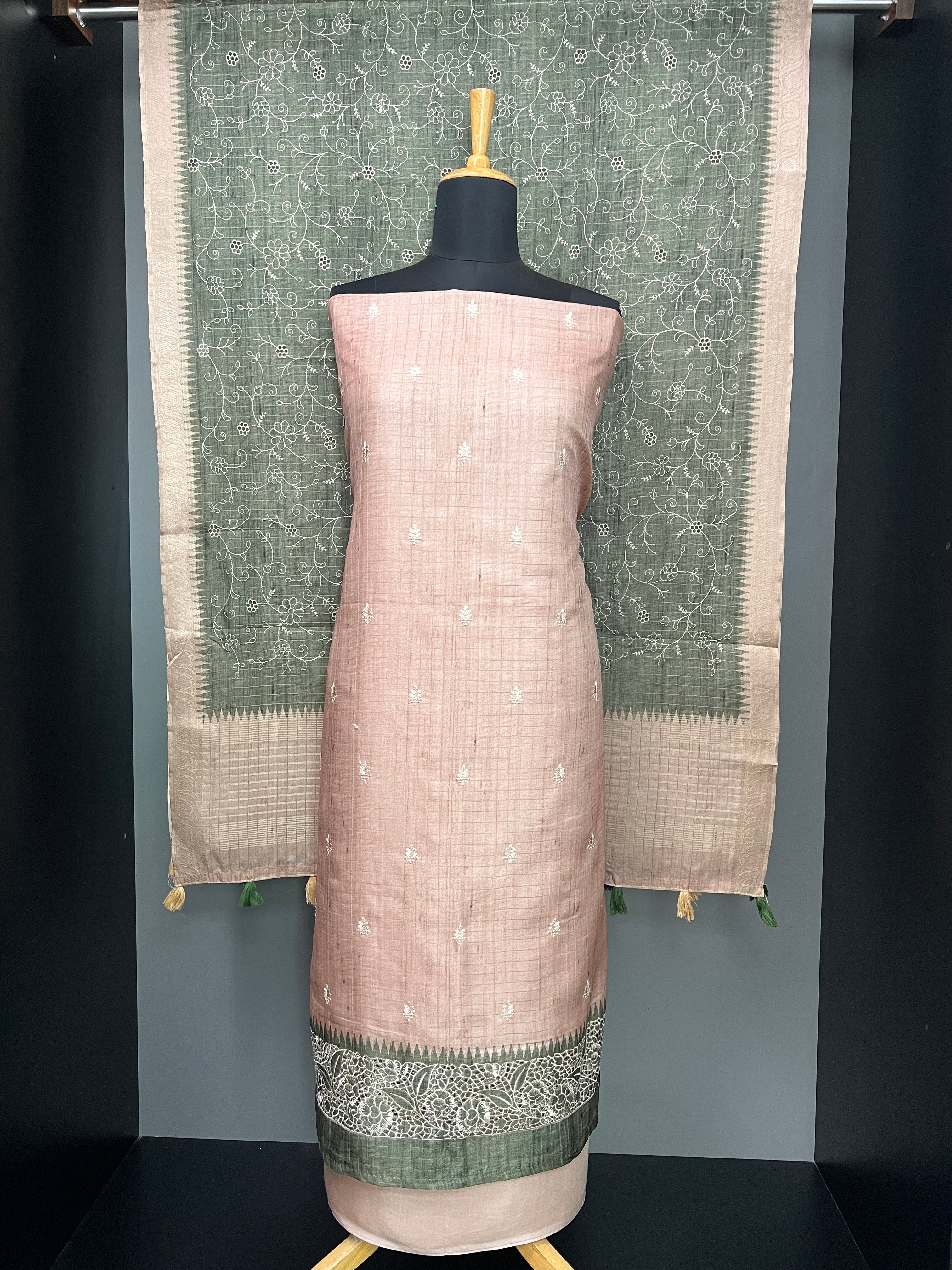 Check Weaving Tussar Salwar Set | SW2257