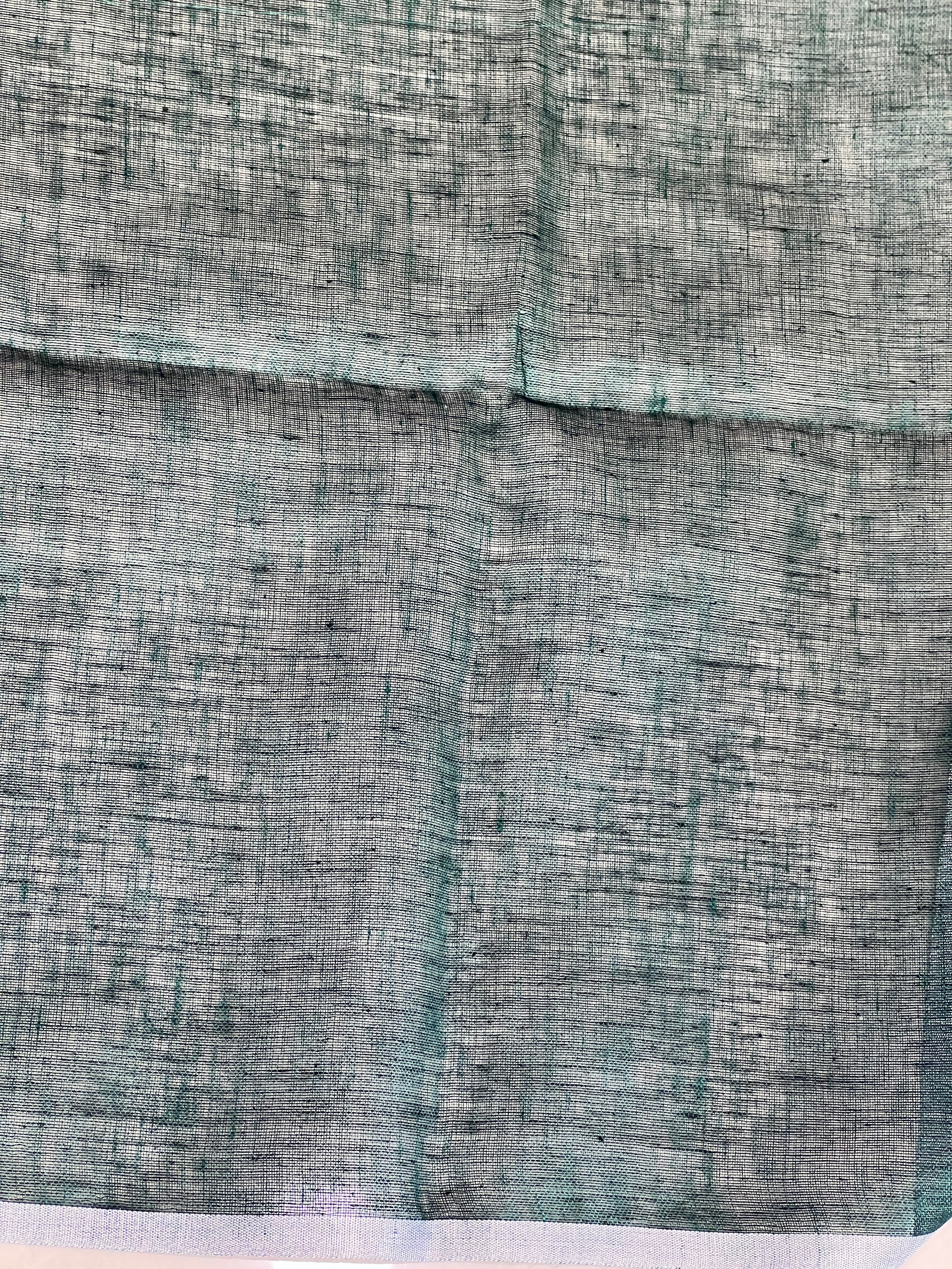 Silver Zari Woven Stripe Patterned Semi Linen Saree | EVA121